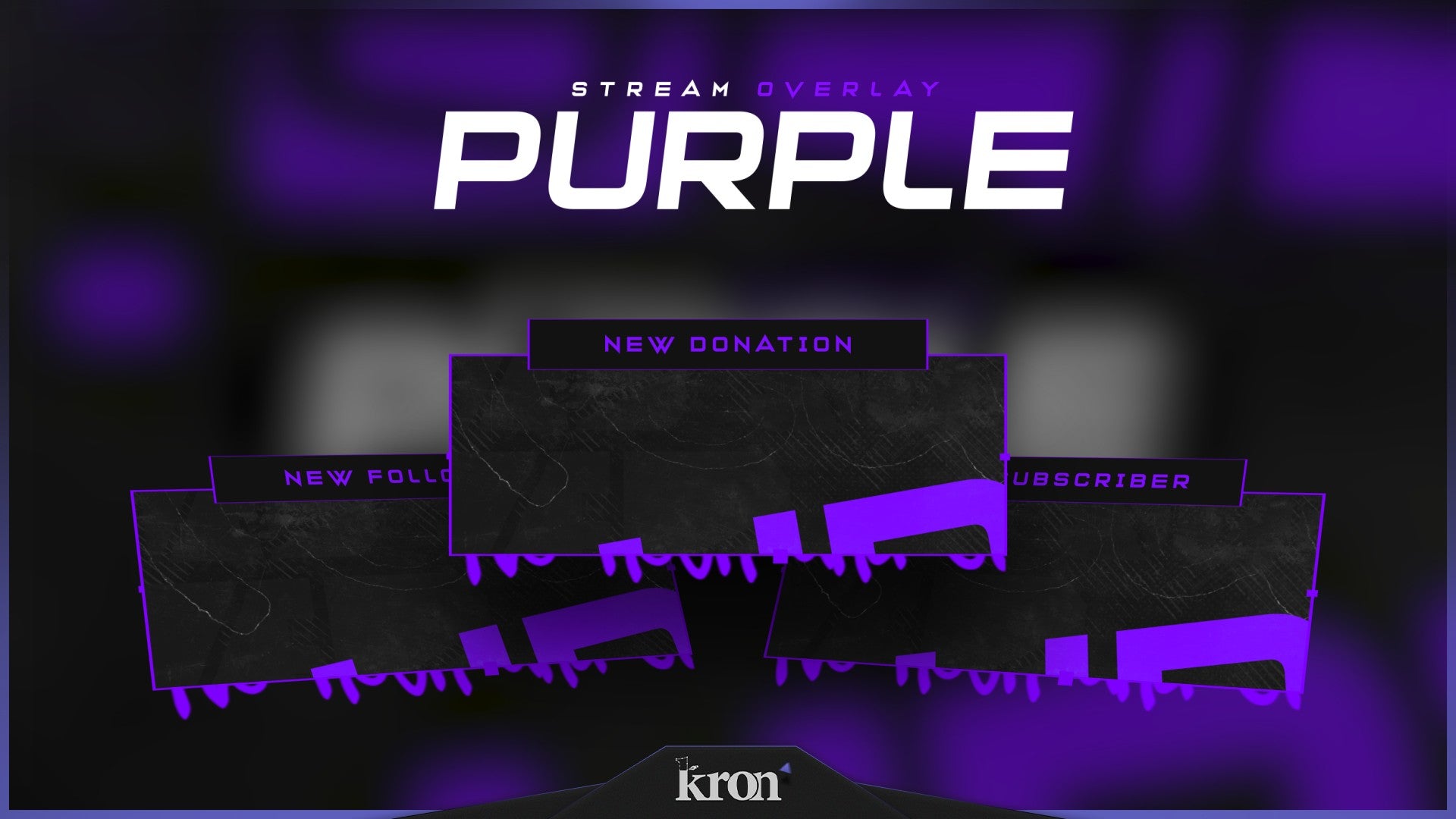 Purple Animated Alerts for Twitch - Animated Bold Purple Futuristic Minimalist Overlay Alerts Pack | byKron