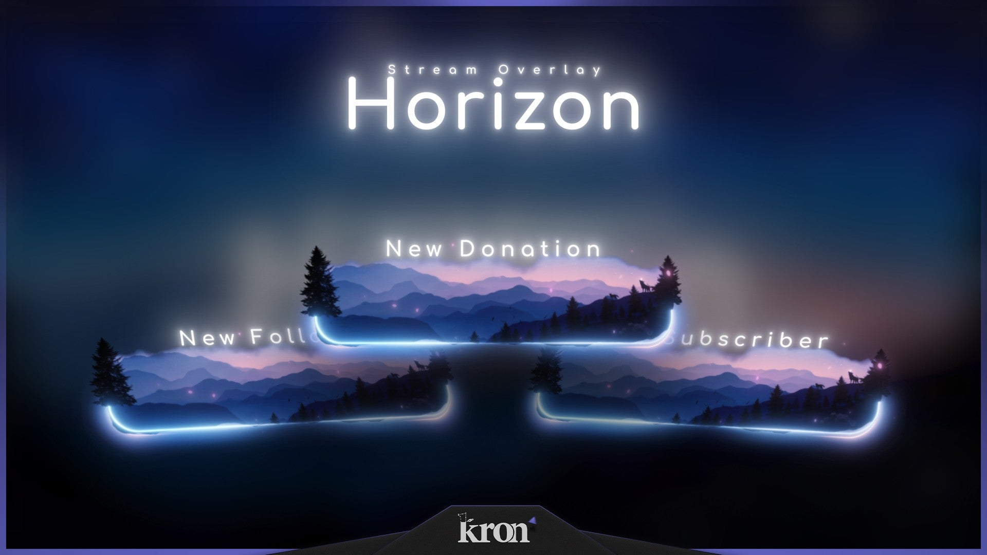 Horizon Animated Alerts for Twitch - Animated Mountain Stars Nature Minimalist Overlay Alerts Pack | byKron