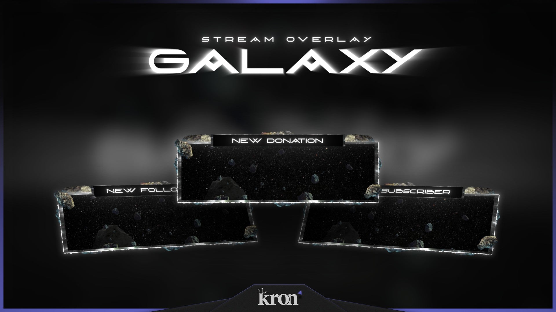 Galaxy Animated Alerts for Twitch - Animated Dark Cosmic Stars Space Celestial Overlay Alerts Pack | byKron