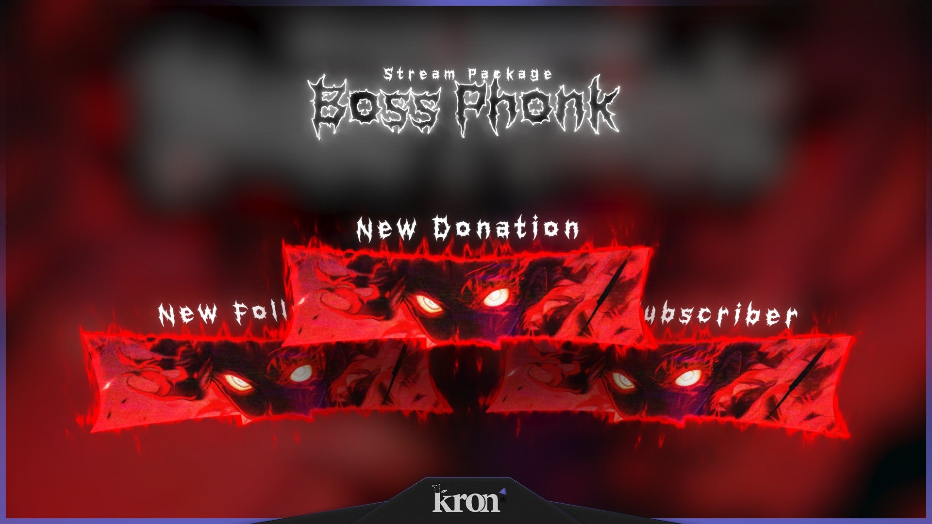 Boss Phonk Animated Alerts for Twitch - Animated Red Black Underground Aggressive Phonk Overlay Alerts Pack | byKron