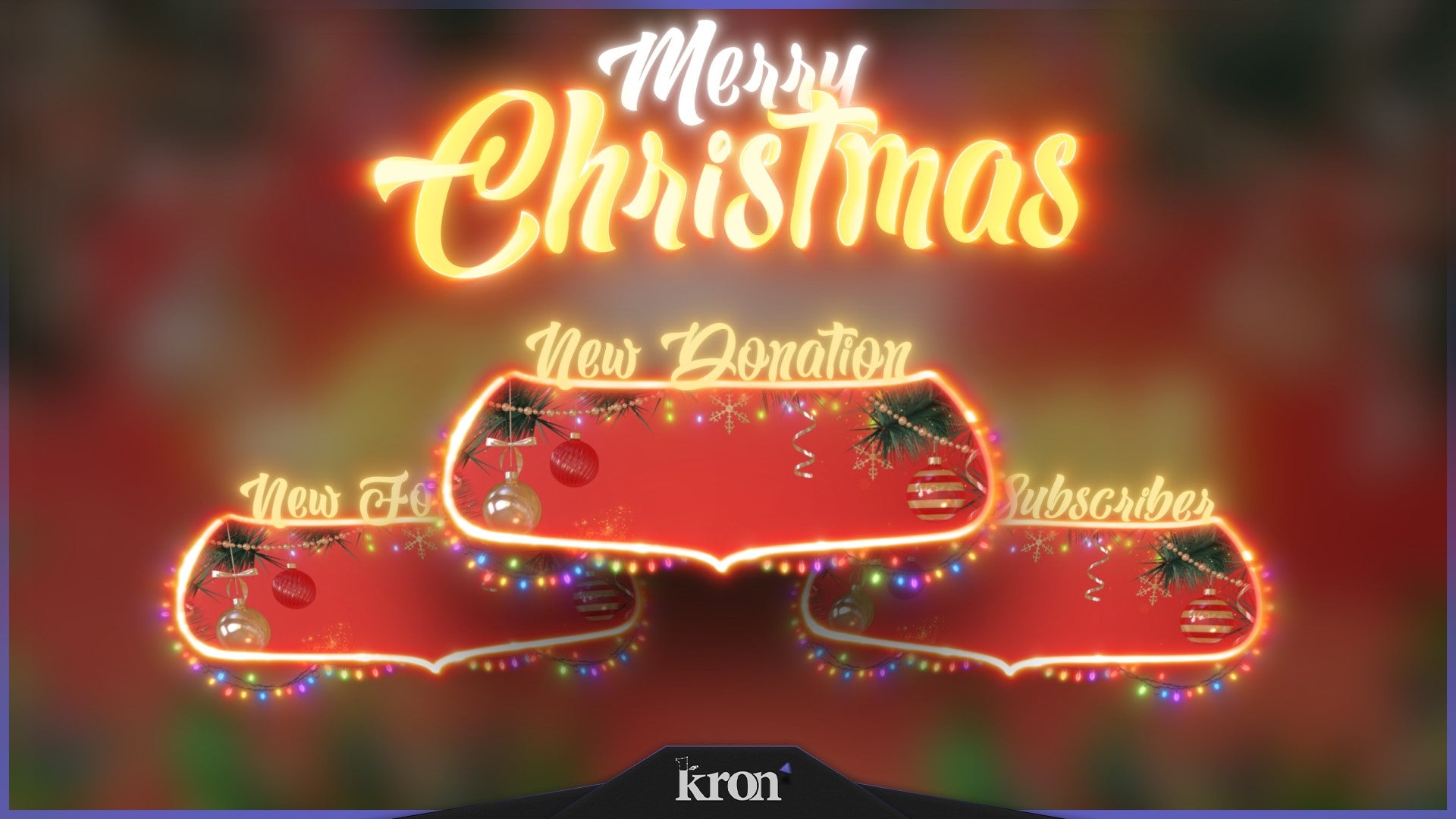 Merry Christmas Animated Alerts for Twitch - Animated Classic Holiday Sparkle Festive Overlay Alerts Pack | byKron