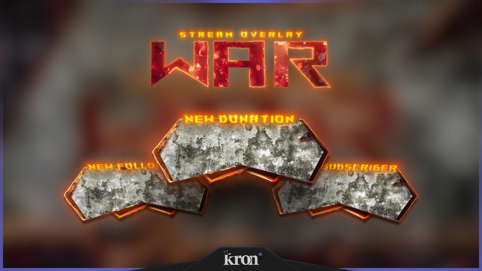 War Animated Alerts for Twitch - Animated Battle Fire Rugged Combat Game Overlay Alerts Pack | byKron