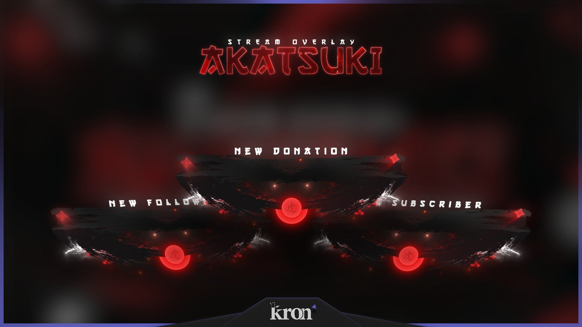 Akatsuki Animated Alerts for Twitch - Animated Red Black Akatsuki Dark Power Anime Overlay Alerts Pack | byKron