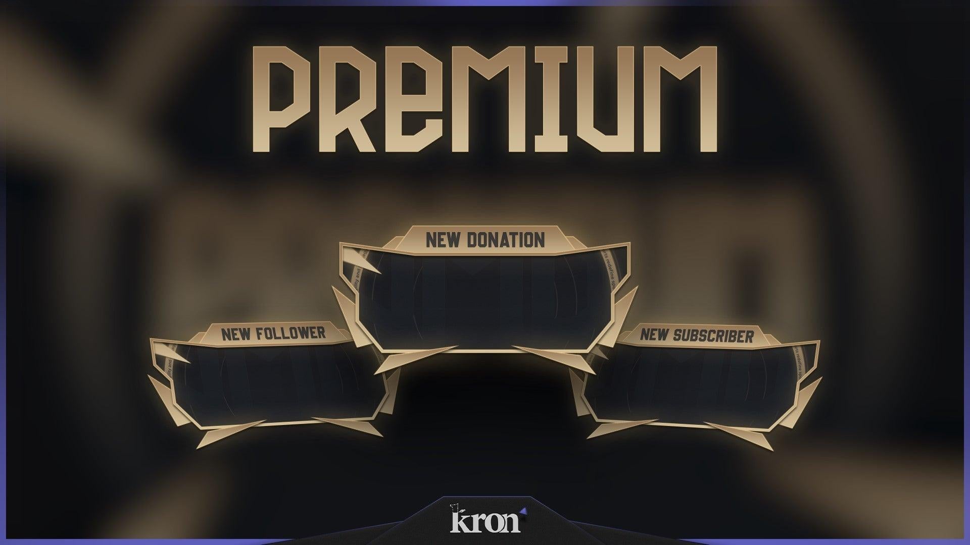 Premium Animated Alerts for Twitch - Animated Dark Gold Luxury Elegant Futuristic Overlay Alerts Pack | byKron