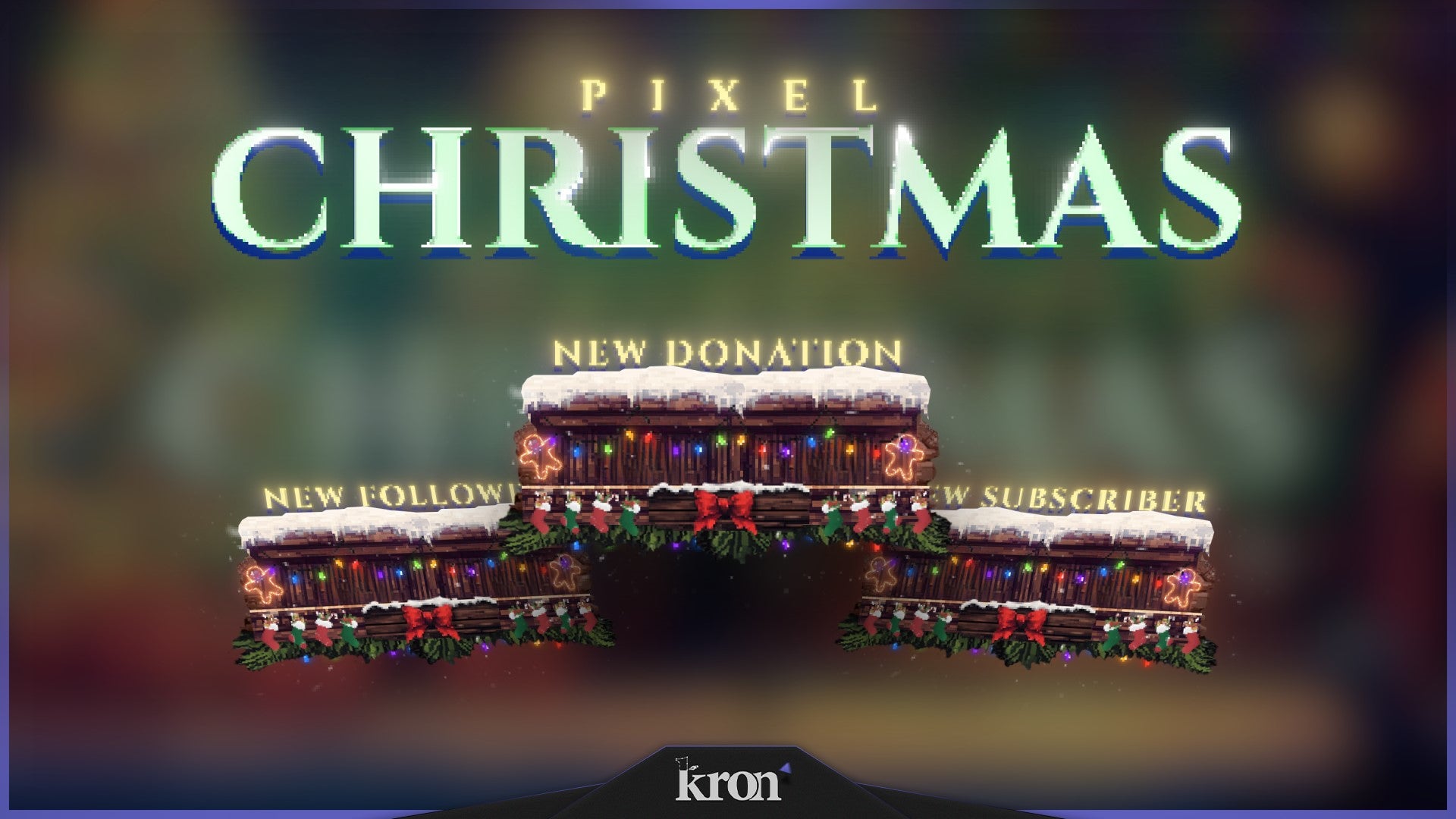 Pixel Christmas Animated Alerts for Twitch - Animated Pixel Art Retro Holiday Festive Overlay Alerts Pack | byKron