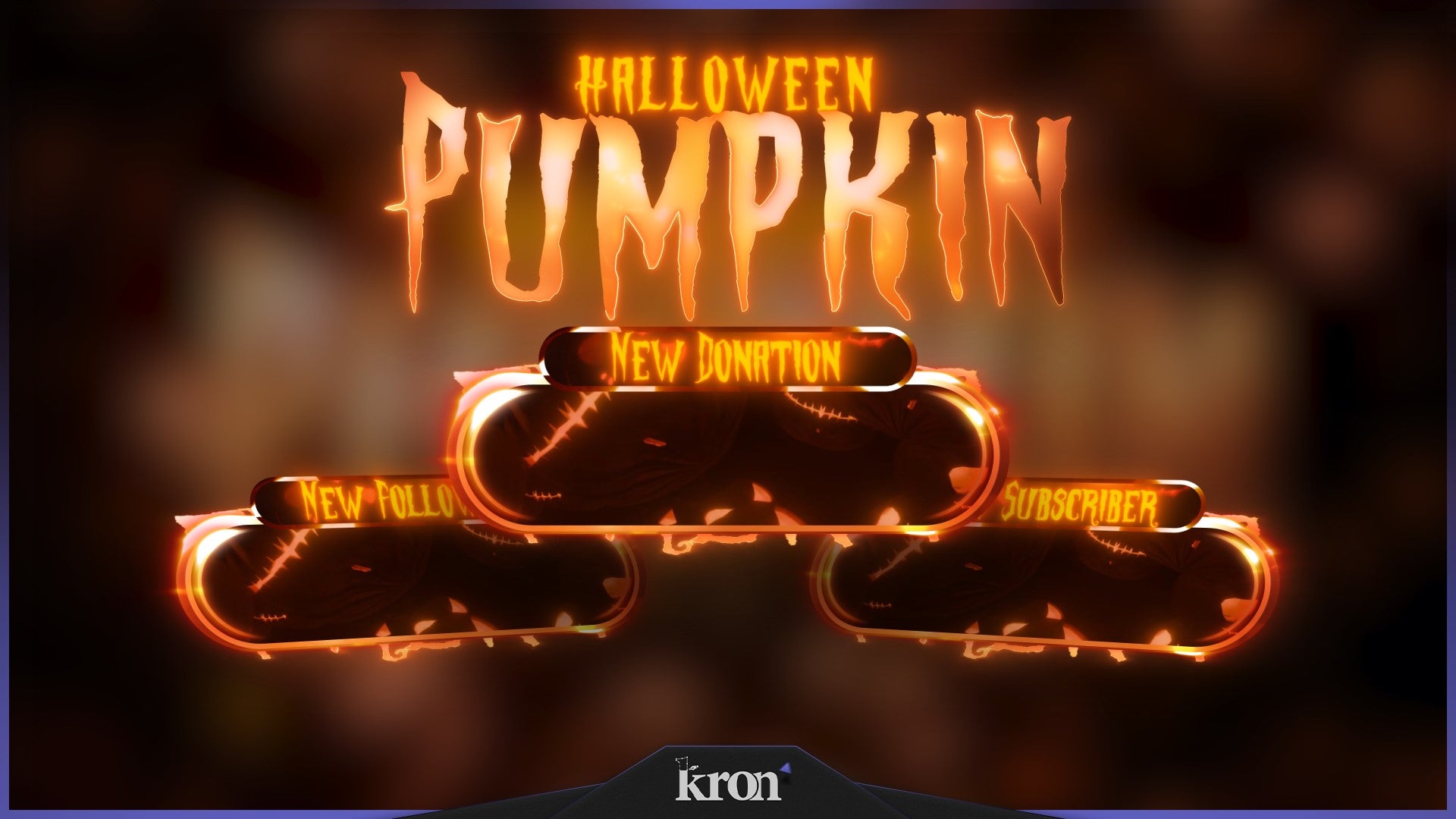 Halloween Pumpkin Animated Alerts for Twitch - Animated Orange Black Glowing Pumpkin Halloween Overlay Alerts Pack | byKron