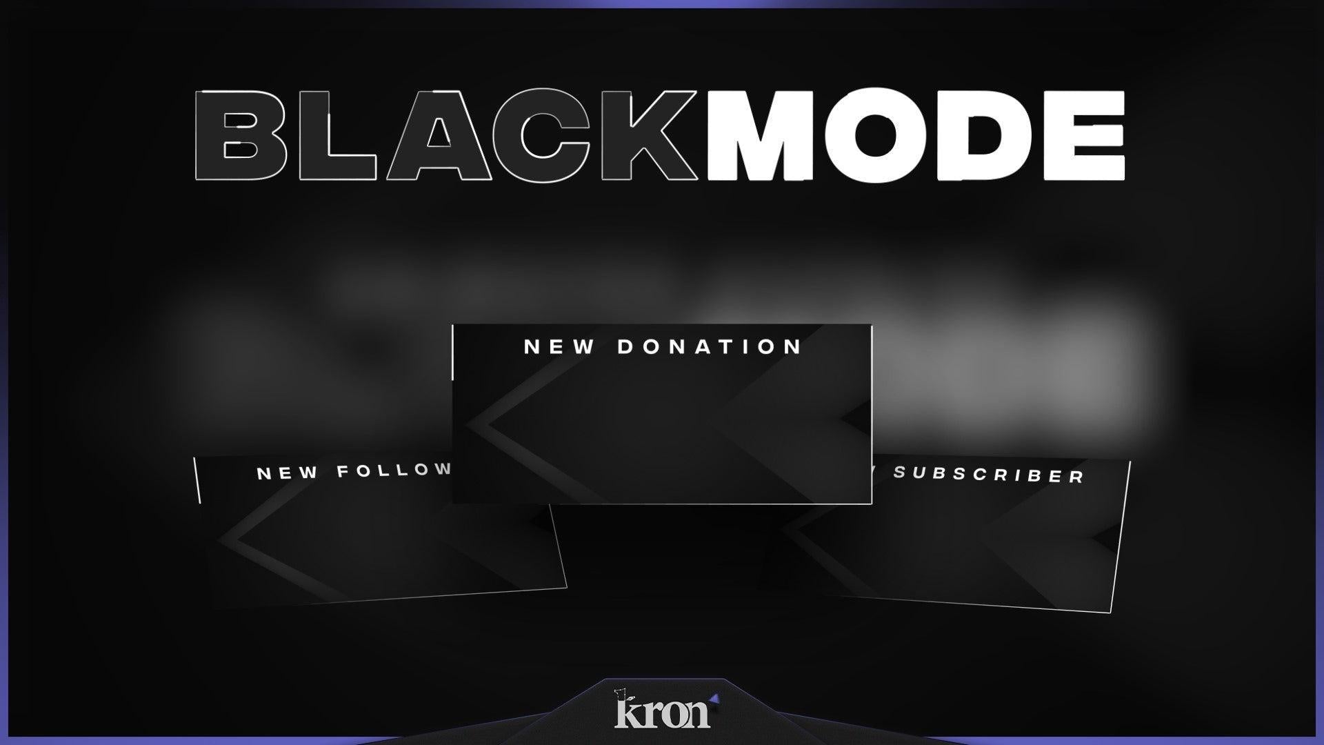 Black Mode Animated Alerts for Twitch - Animated Dark Sleek Professional Minimalist Overlay Alerts Pack | byKron