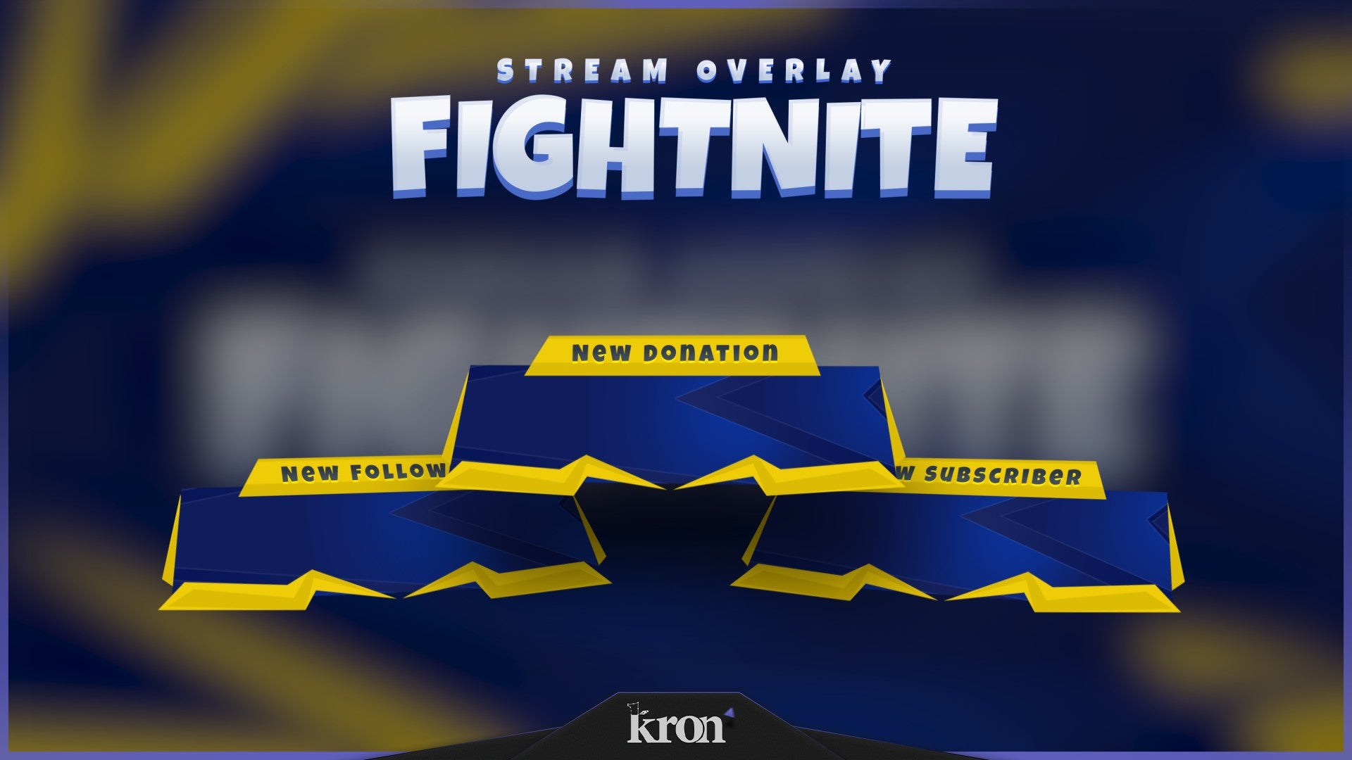 Fightnite Animated Alerts for Twitch - Animated Blue Fortnite Battle Action Game Overlay Alerts Pack | byKron