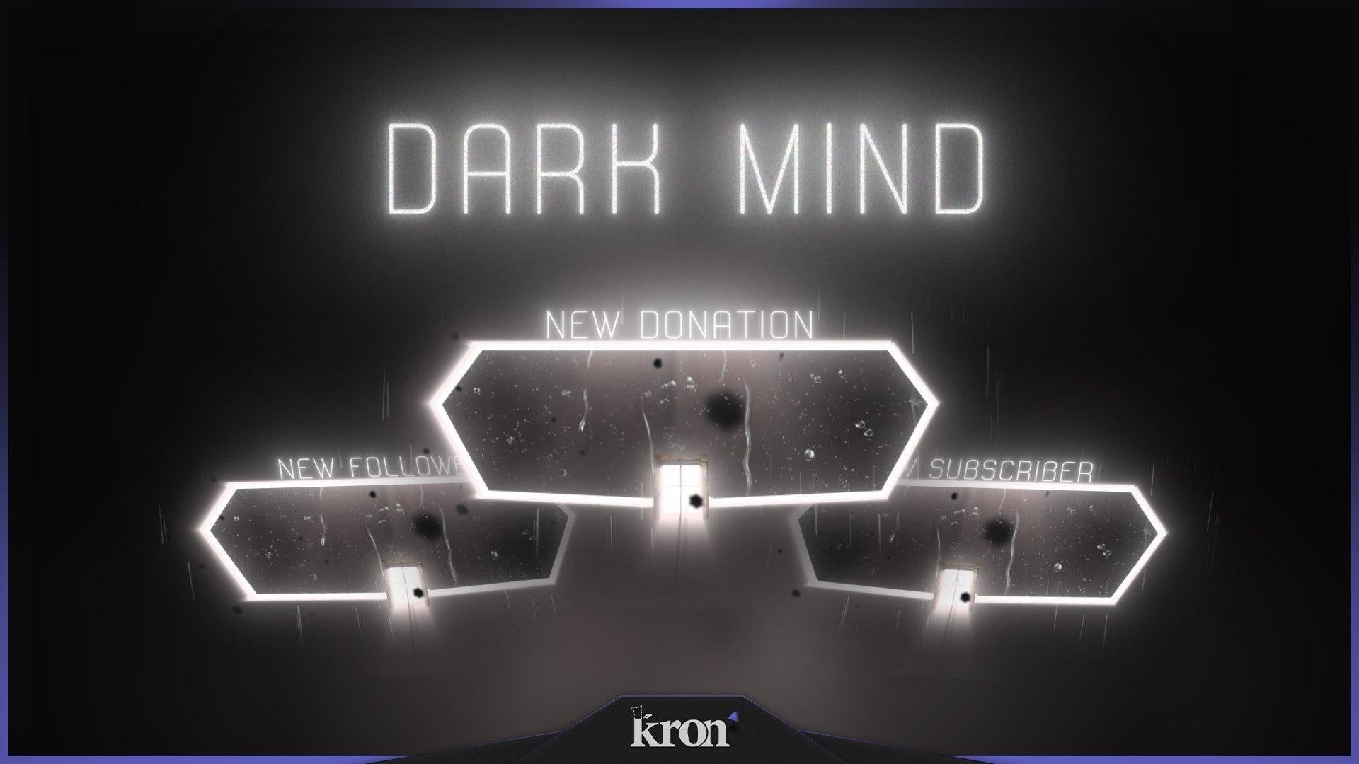 Dark Mind Animated Alerts for Twitch - Animated Dark Glowing Lights Suspense Minimalist Overlay Alerts Pack | byKron