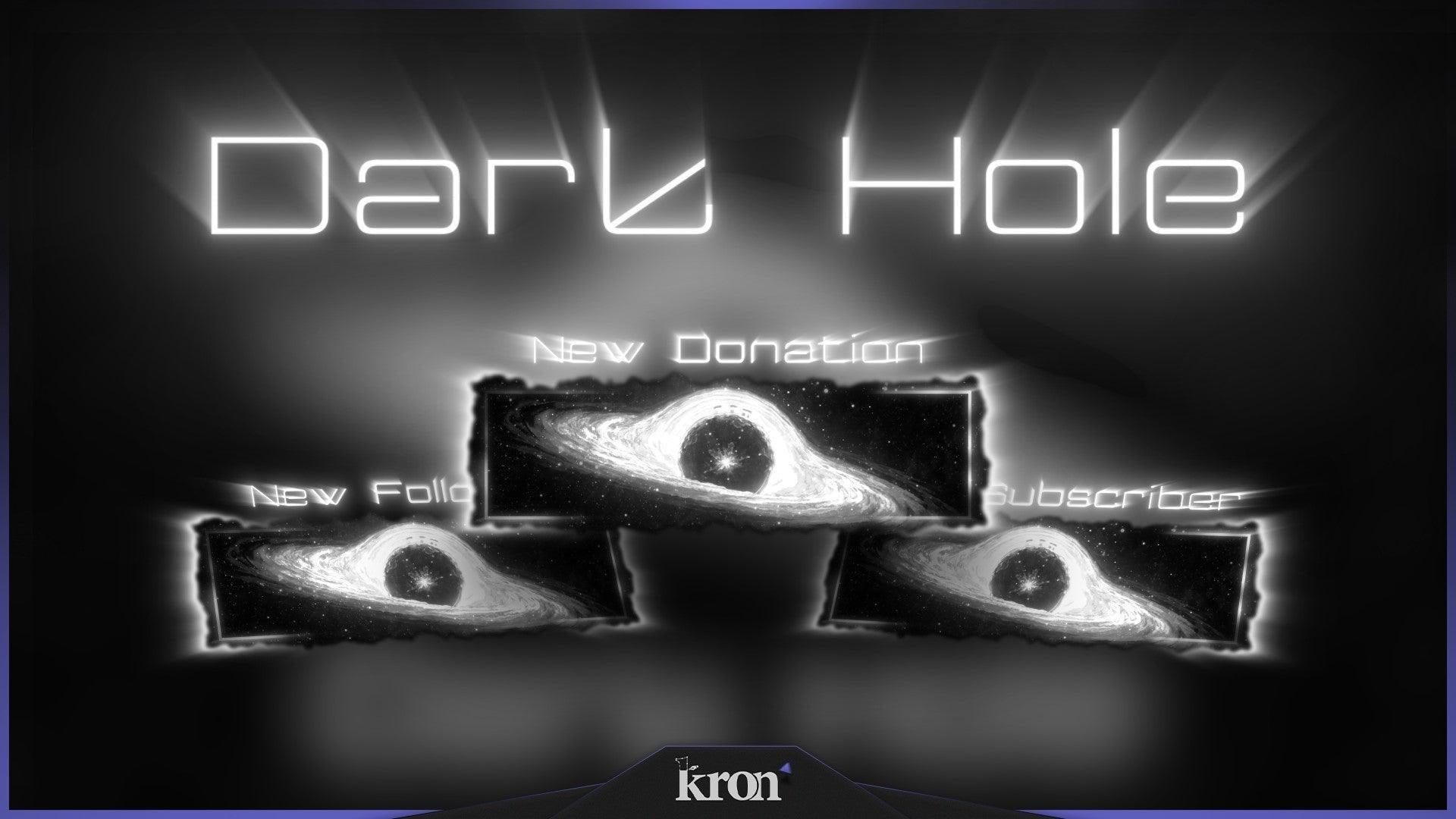 Dark Hole Animated Alerts for Twitch - Animated Black Hole Galaxy Cosmic Space Overlay Alerts Pack | byKron