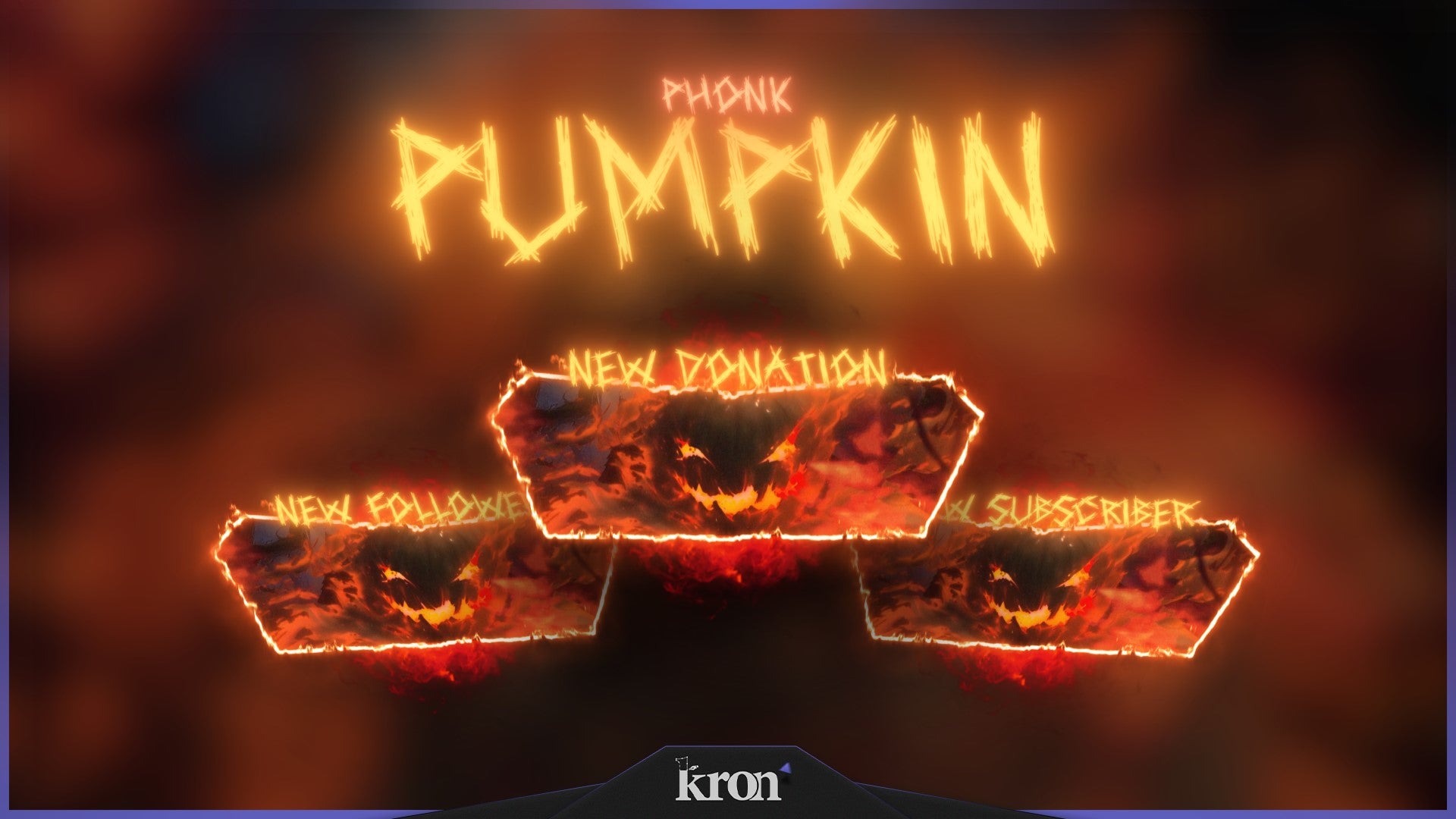Phonk Pumpkin Animated Alerts for Twitch - Animated Fire Pumpkin Intense Halloween Overlay Alerts Pack | byKron