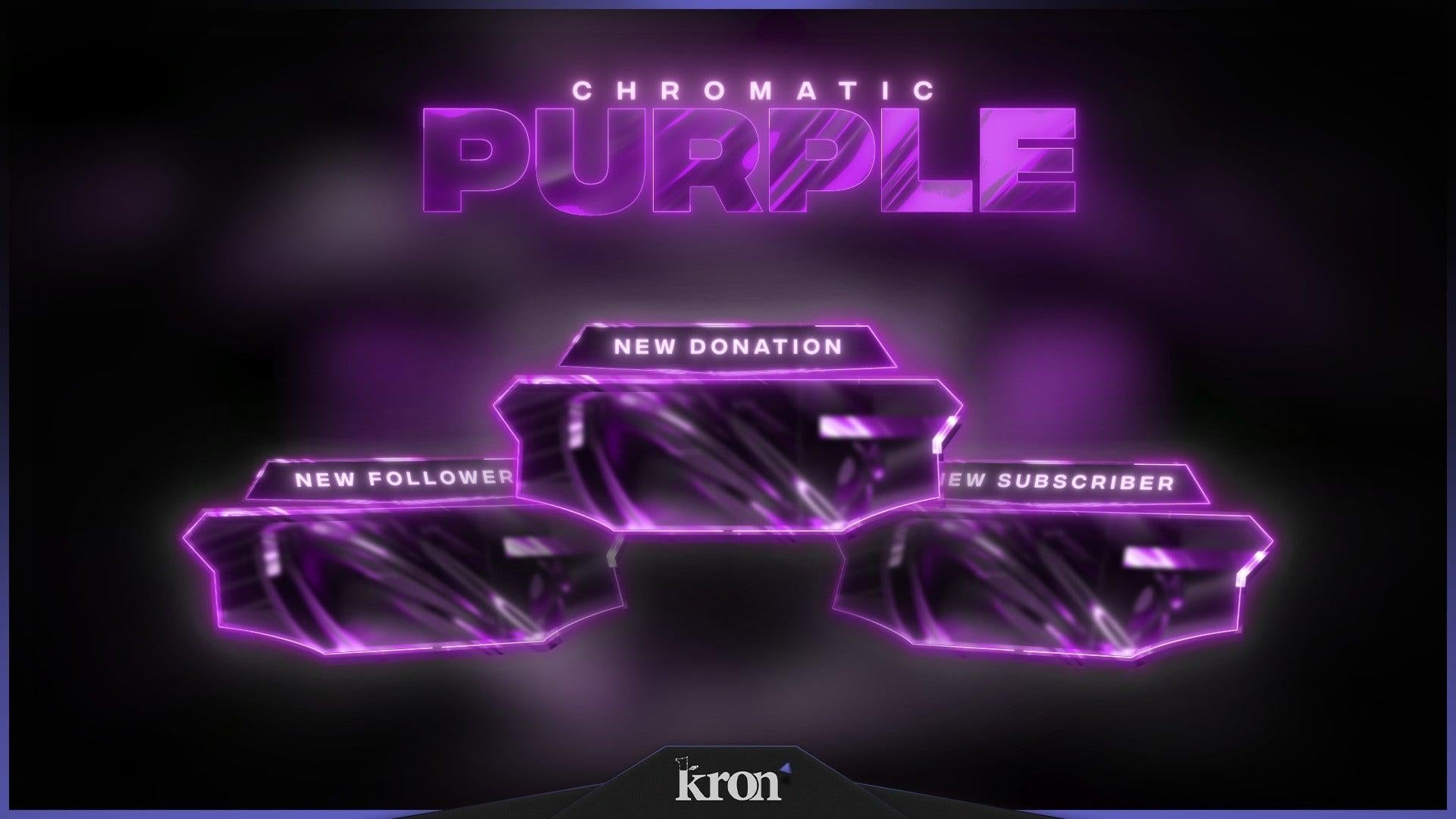 Chromatic Purple Animated Alerts for Twitch - Animated Deep Purple Glossy Cyber Synthwave Overlay Alerts Pack | byKron