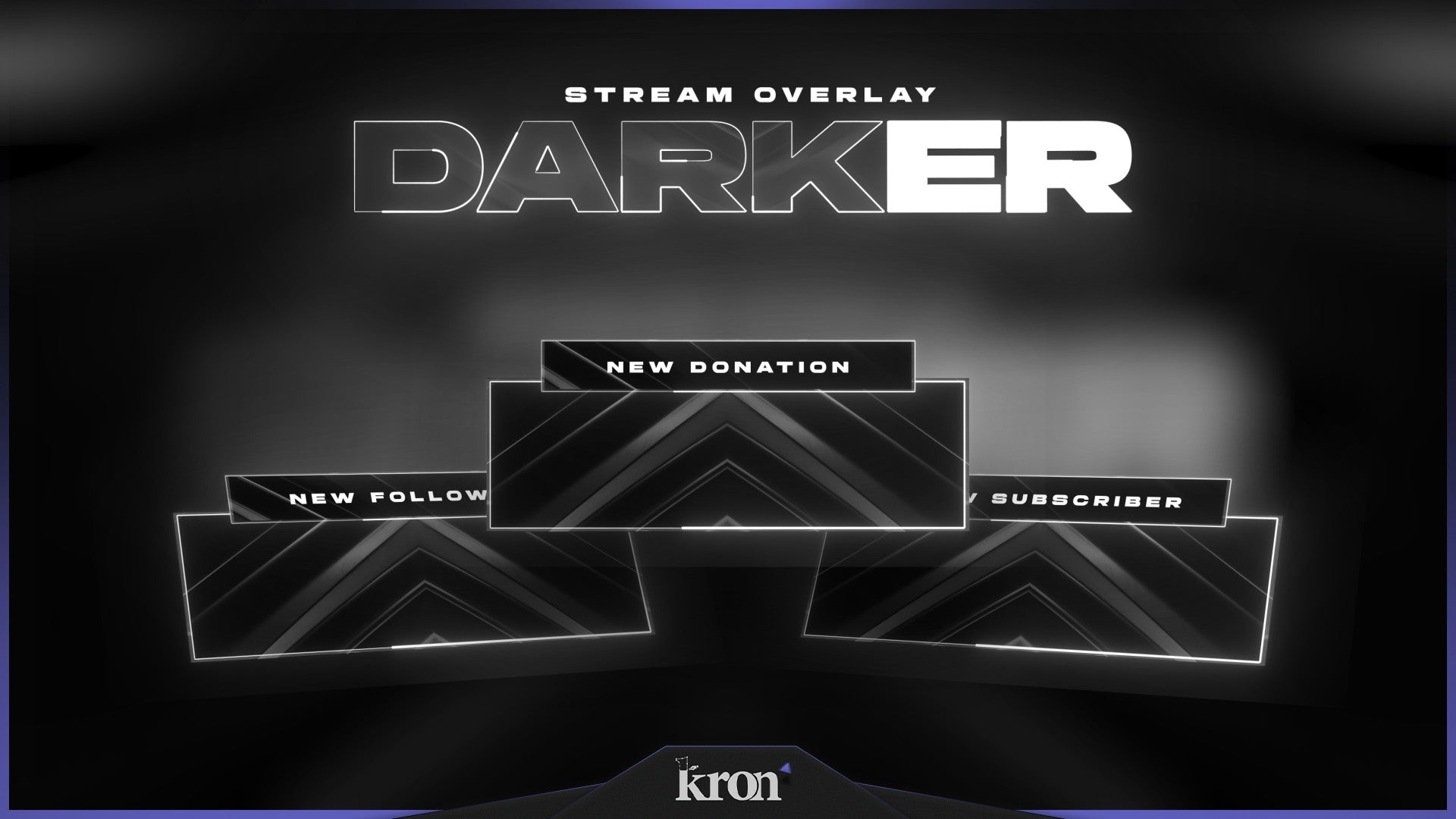 Darker Animated Alerts for Twitch - Animated Black Sleek Minimalist Dark Elegant Overlay Alerts Pack | byKron