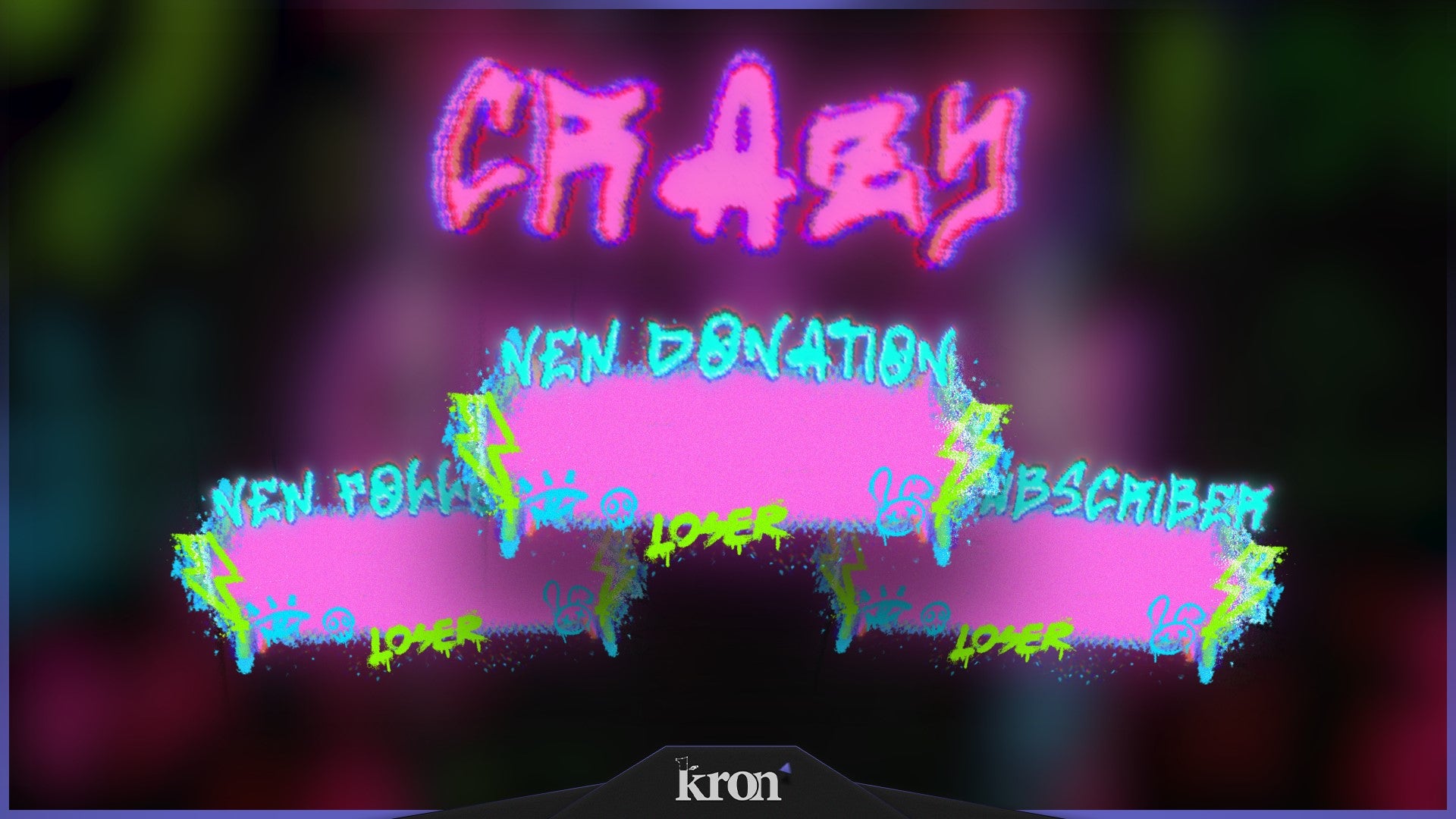 Crazy Animated Alerts for Twitch - Animated Jinx Graffiti Colorful Chaotic Urban Overlay Alerts Pack | byKron