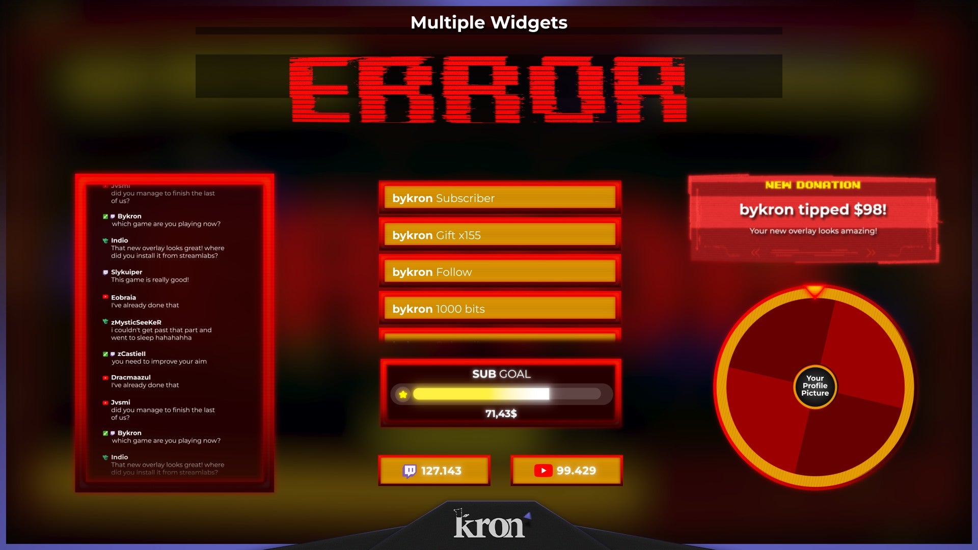 Error Animated Widgets for Twitch - Animated Red Glitch Hacker Terminal Retro Overlay Widgets Pack | byKron