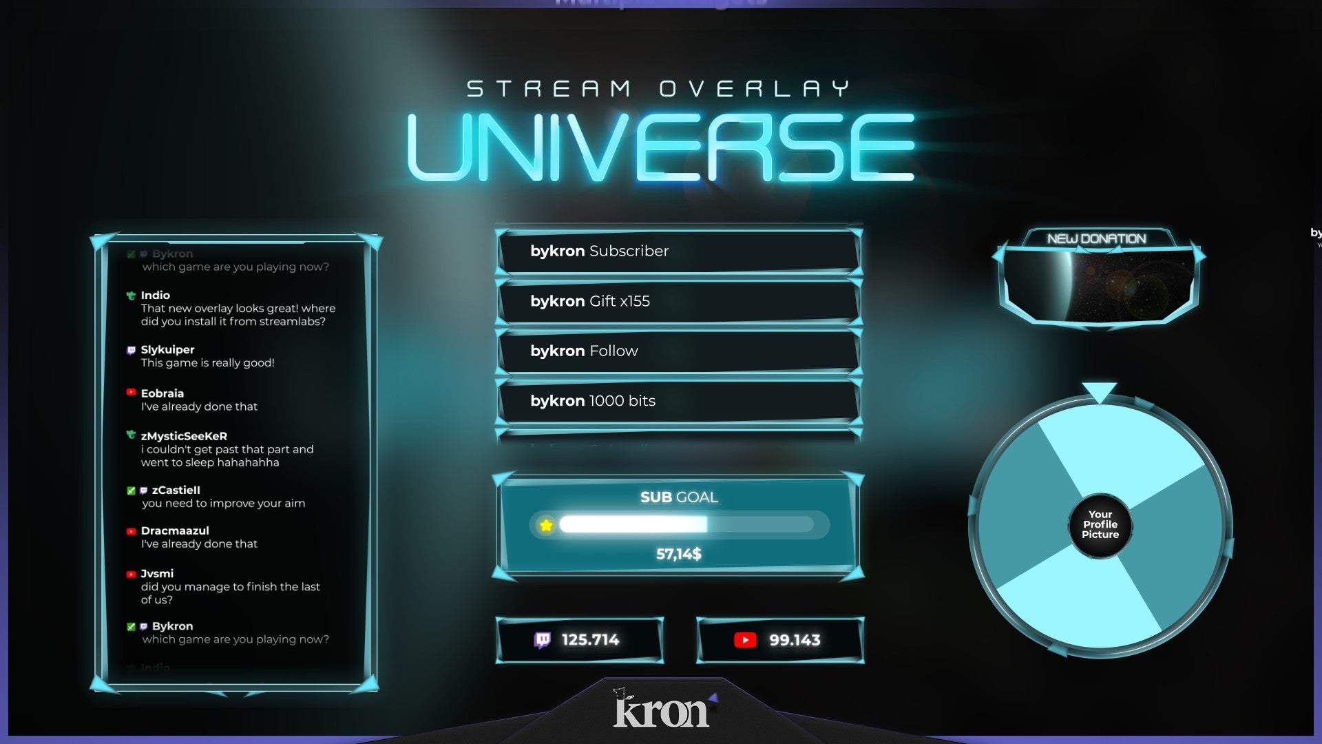 Universe Animated Widgets for Twitch - Animated Glowing Planet Space Sci-Fi Celestial Overlay Widgets Pack | byKron