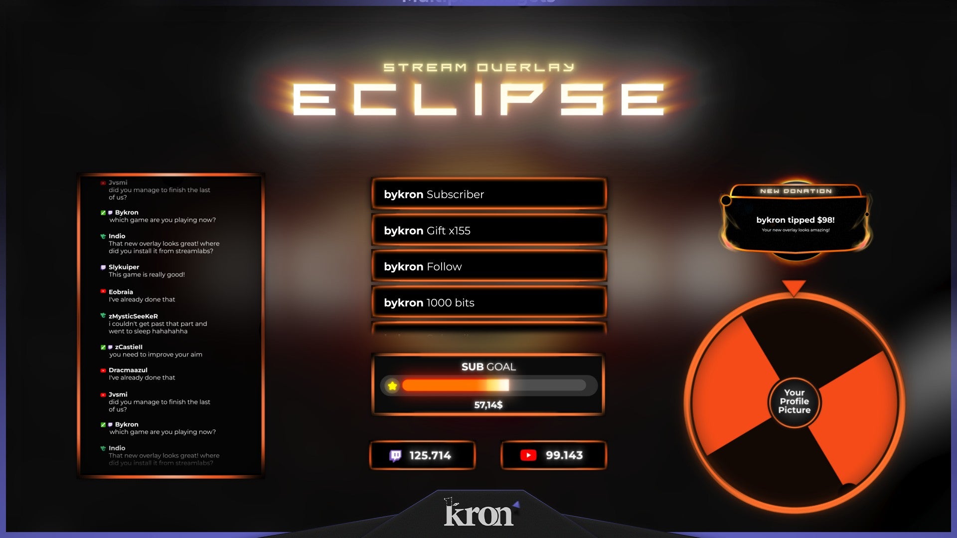 Eclipse Animated Widgets for Twitch - Animated Solar Eclipse Stars Planets Space Overlay Widgets Pack | byKron