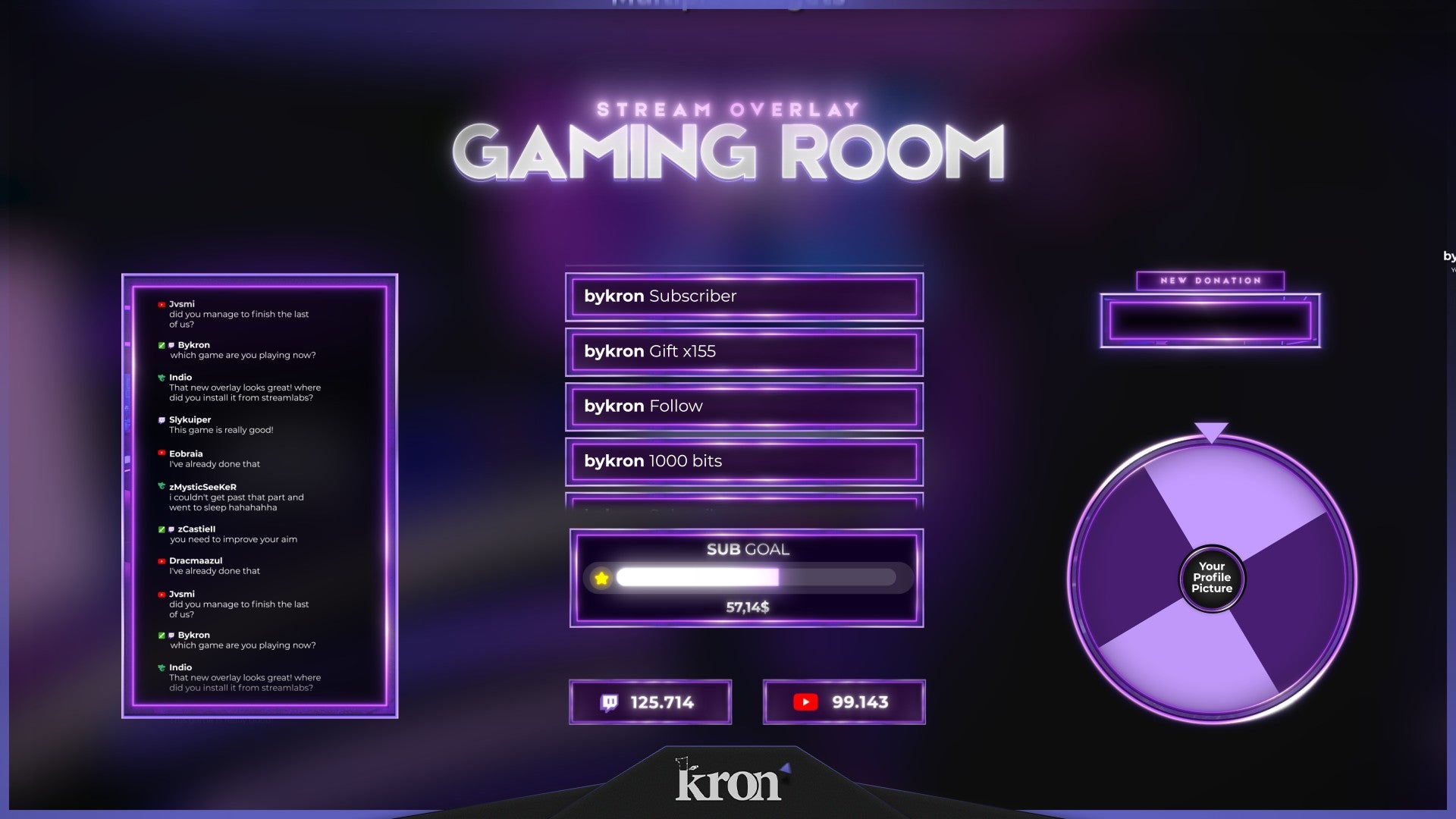 Gaming Room Animated Widgets for Twitch - Animated 3D Neon PC Setup Futuristic Gaming Overlay Widgets Pack | byKron
