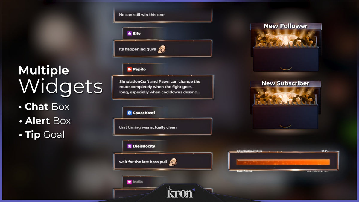 Spooky Room Animated Widgets for Twitch with moody haunted aesthetic featuring warm candlelight, skull details, alerts, tip goal and chat box widgets