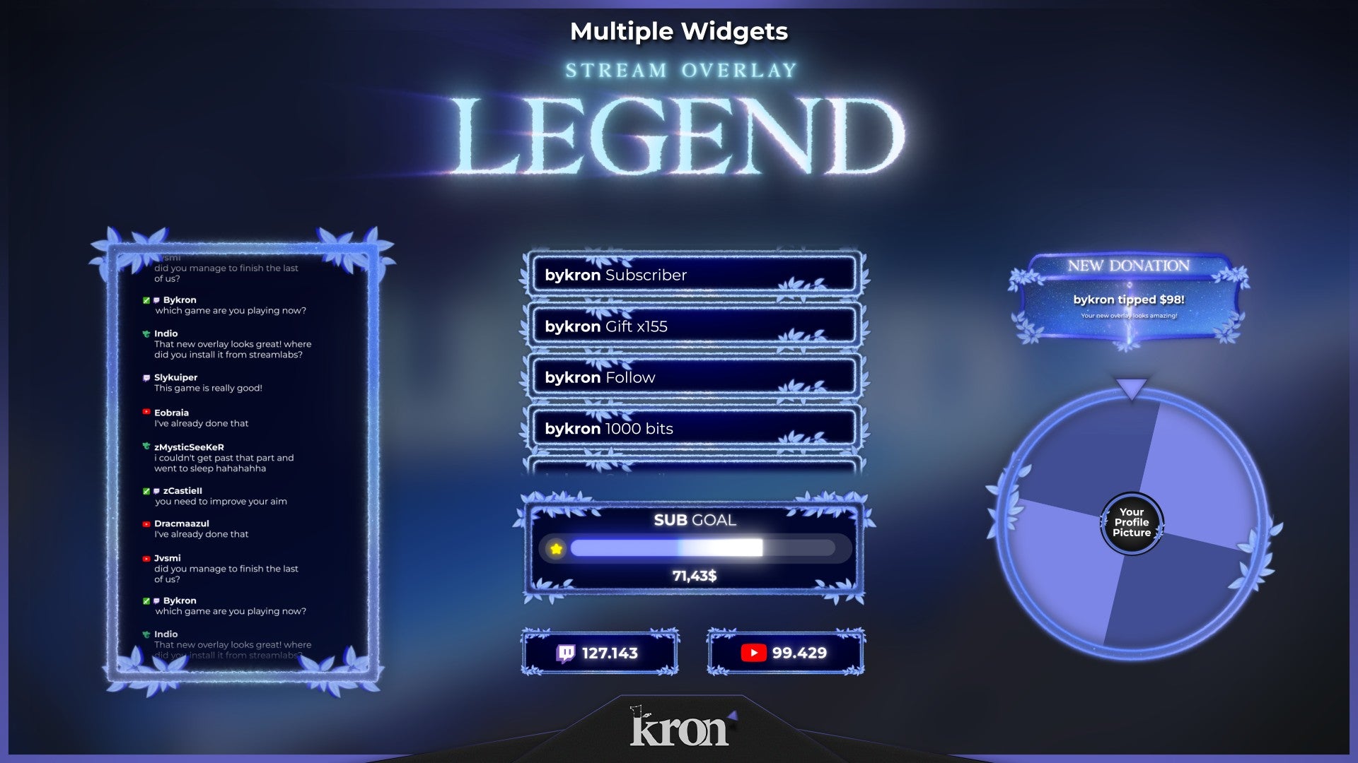 Legend Animated Widgets for Twitch - Animated Zelda Fantasy Adventure Starlit RPG Overlay Widgets Pack | byKron
