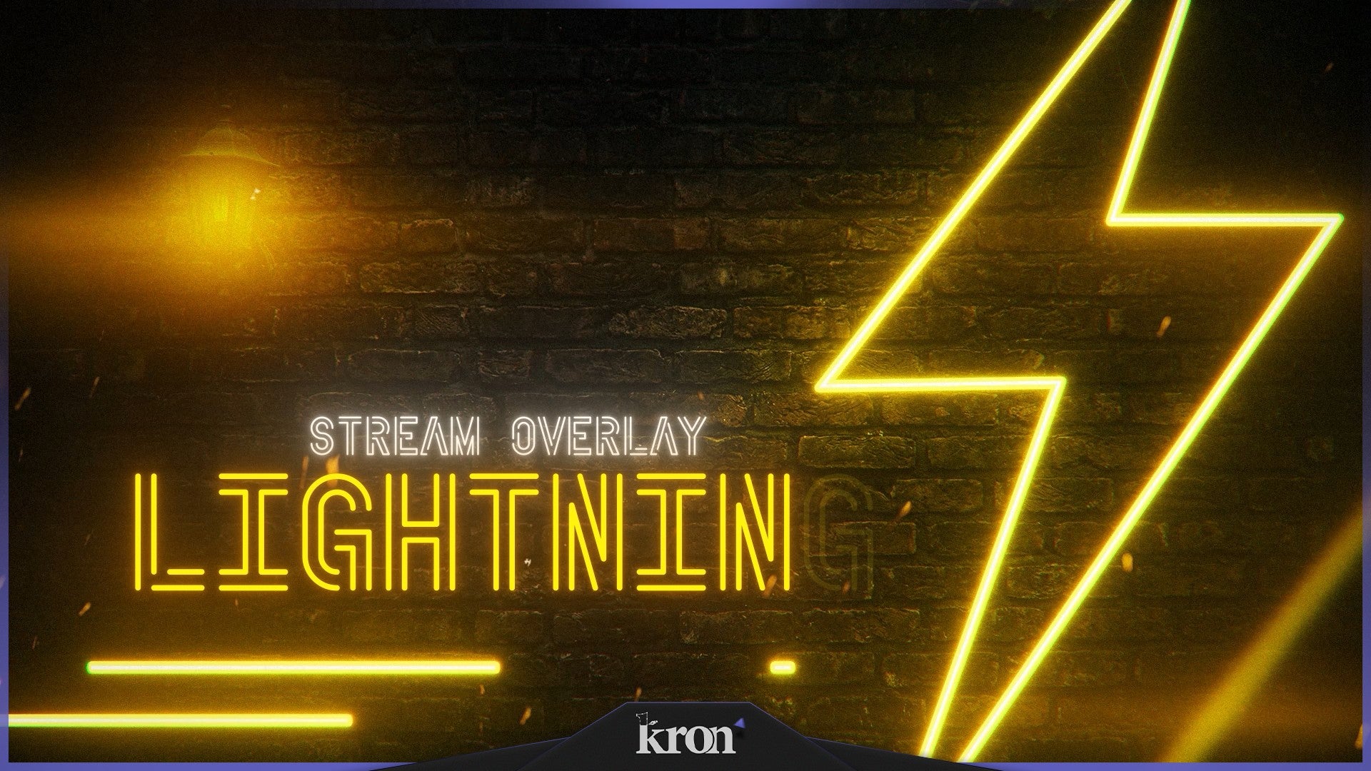 Lightning Stream Overlay for Twitch - Animated Neon Yellow Electric Package with Alerts and Widgets | byKron