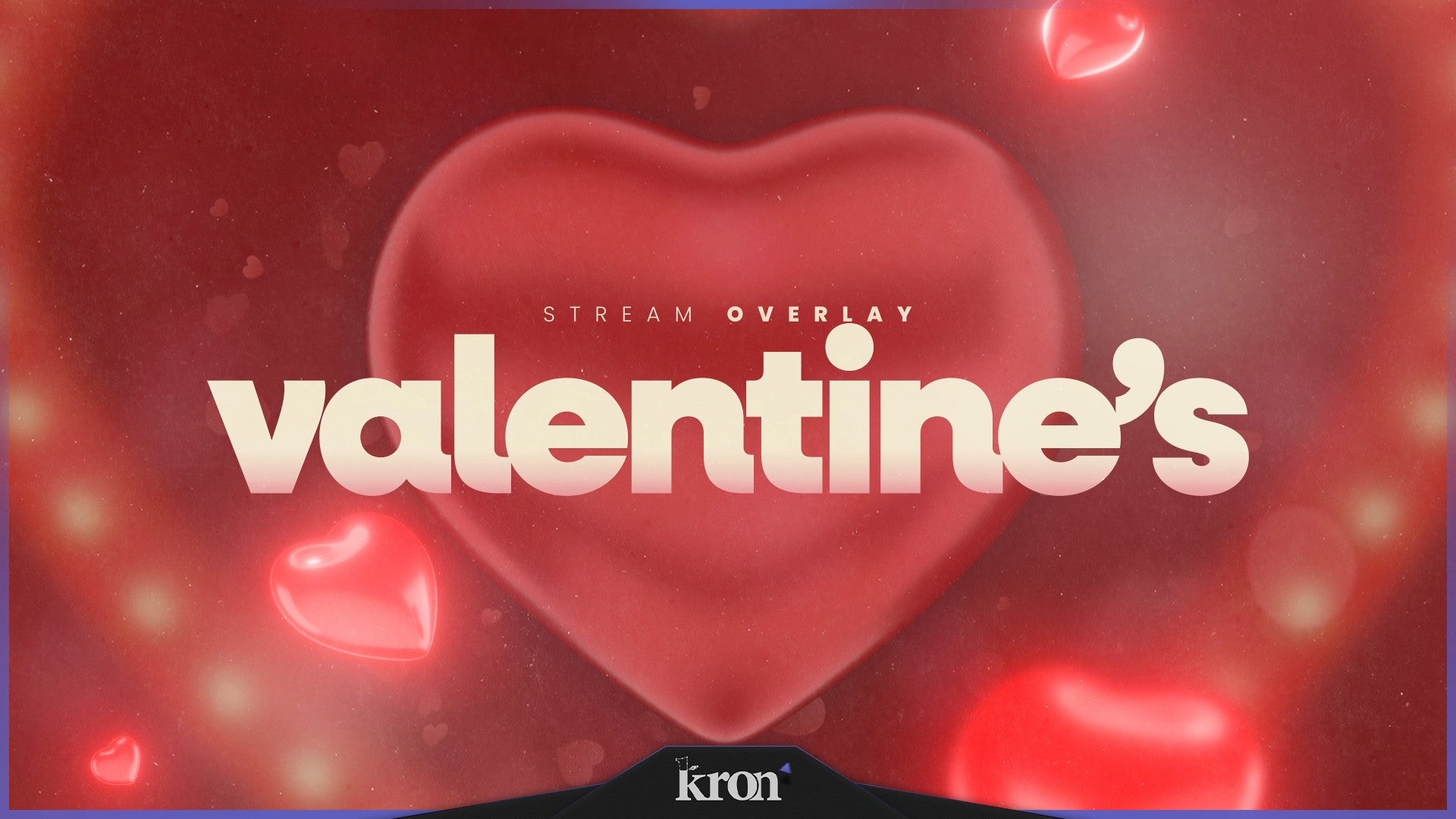 Valentine's Day Stream Overlay for Twitch - Animated Red Hearts Romantic Holiday Package with Alerts and Widgets | byKron