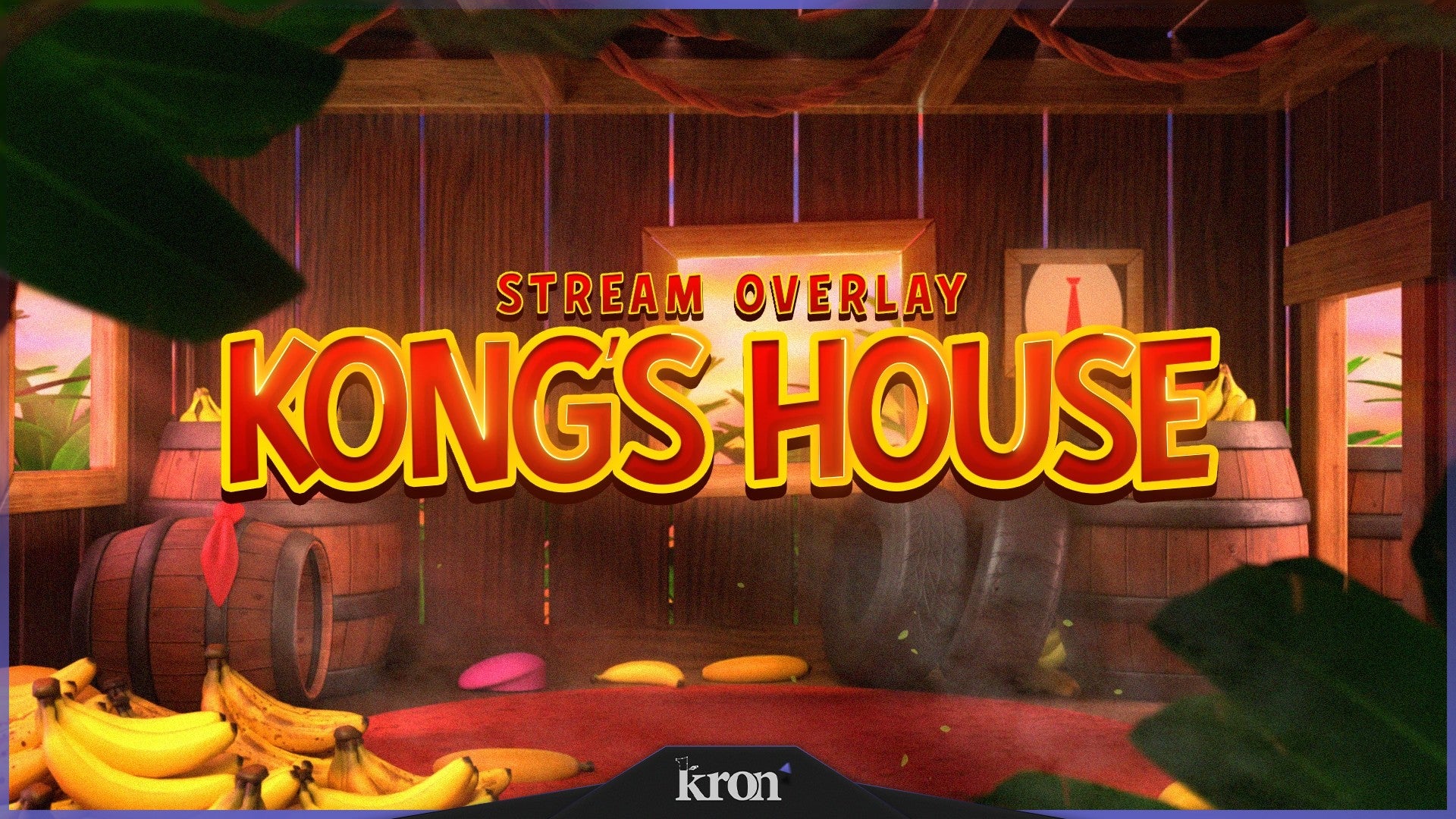 Kong's House Stream Overlay for Twitch - Animated Retro Jungle 3D Package with Alerts and Widgets | byKron