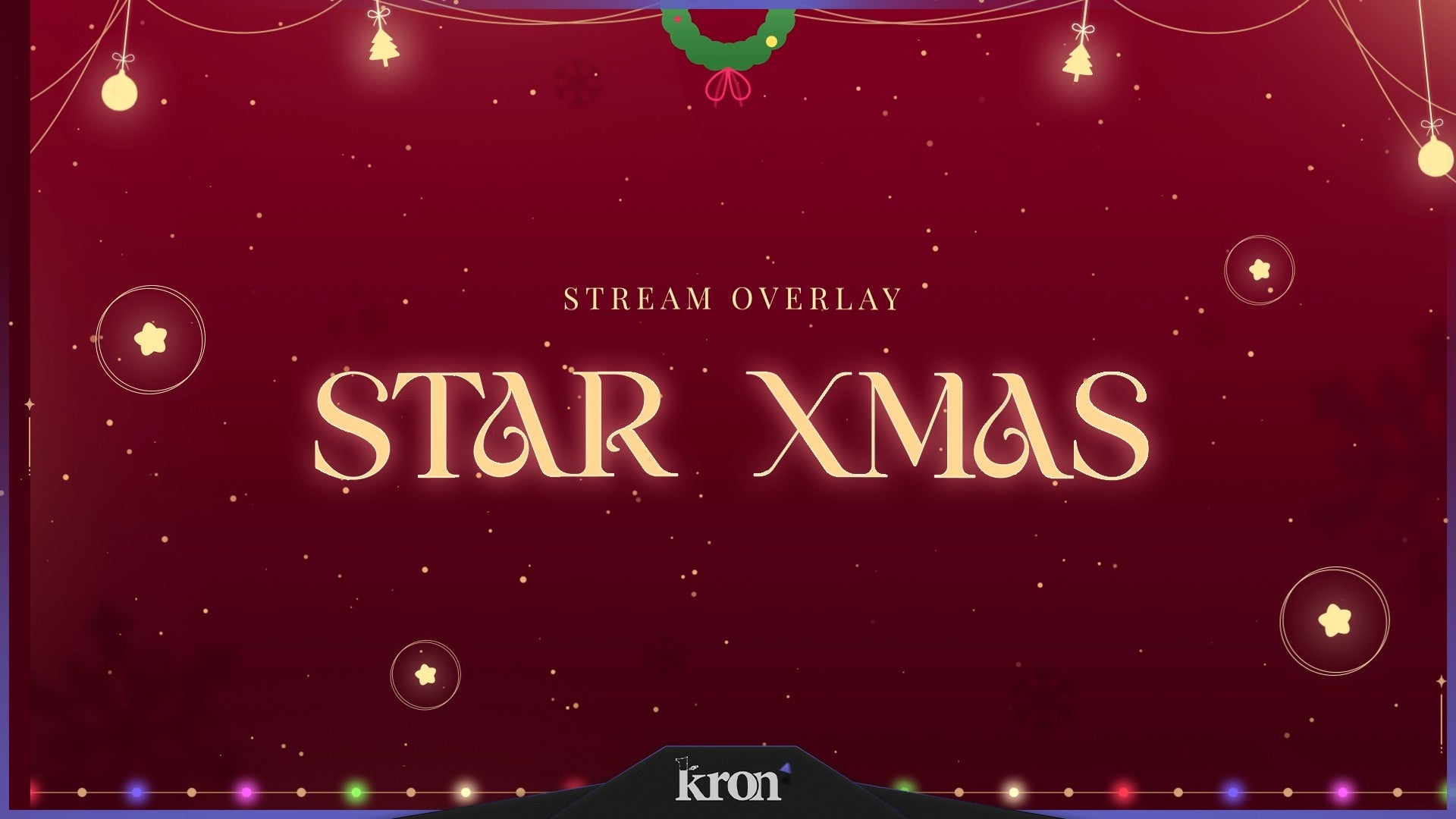 Star Xmas Stream Overlay for Twitch - Animated Golden Stars Christmas Red Elegant Package with Alerts and Widgets | byKron