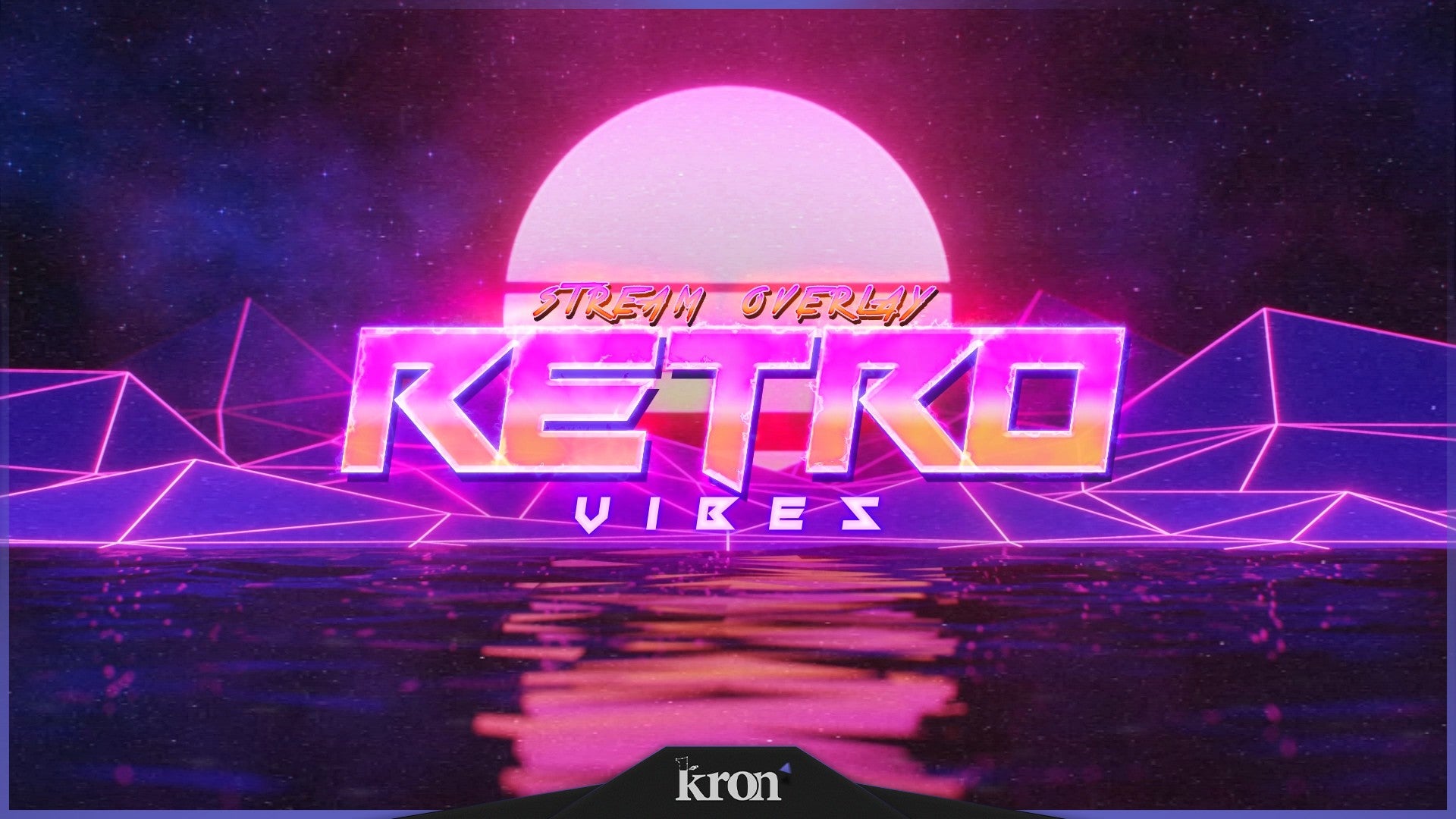 Retro Vibes Stream Overlay for Twitch - Animated 80s Neon Grid Synthwave Vaporwave Package with Alerts and Widgets | byKron