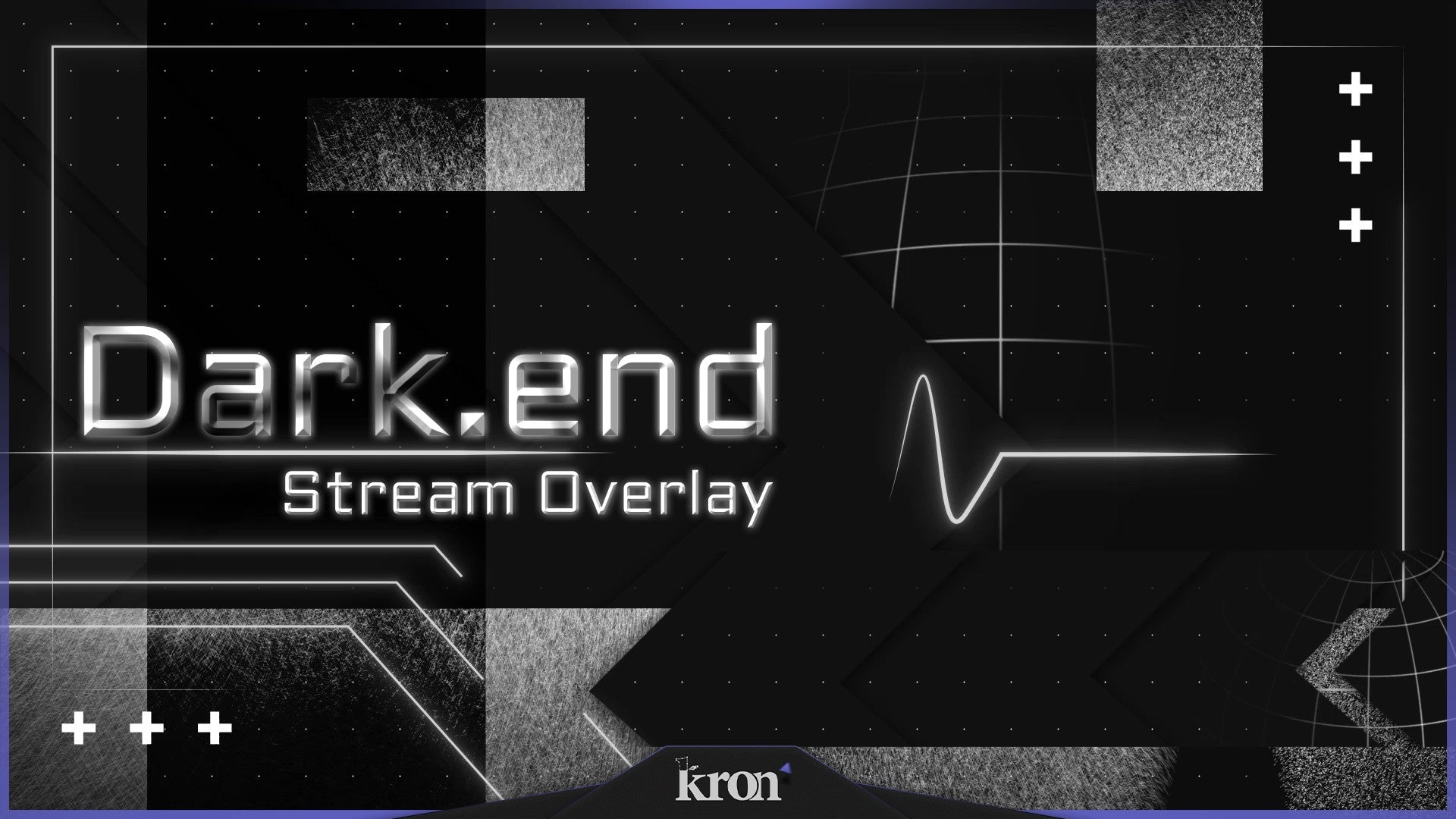 Darkend Stream Overlay for Twitch - Animated Dark Minimal Clean Tech Lines Package with Alerts and Widgets | byKron