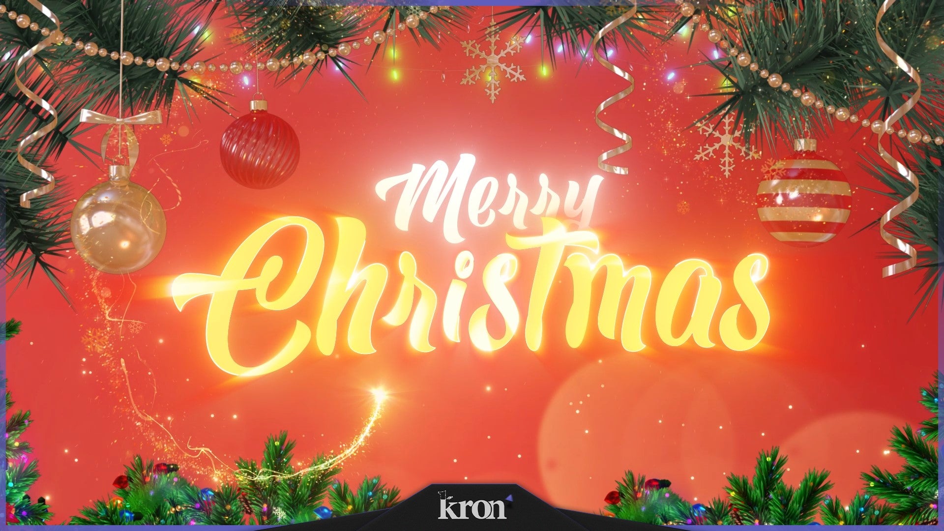 Merry Christmas Stream Overlay for Twitch - Animated Classic Holiday Sparkle Festive Package with Alerts and Widgets | byKron