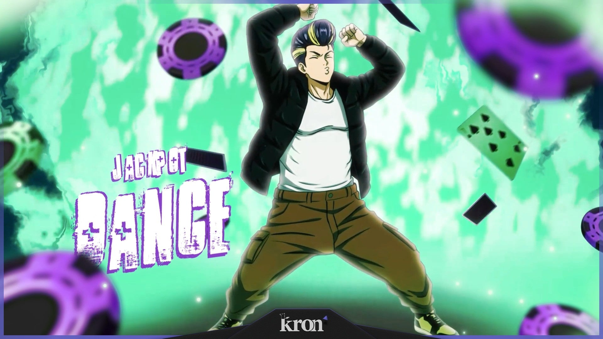 Jackpot Dance Stream Overlay for Twitch - Animated Anime Casino Cards Colorful Energy Package with Alerts and Widgets | byKron