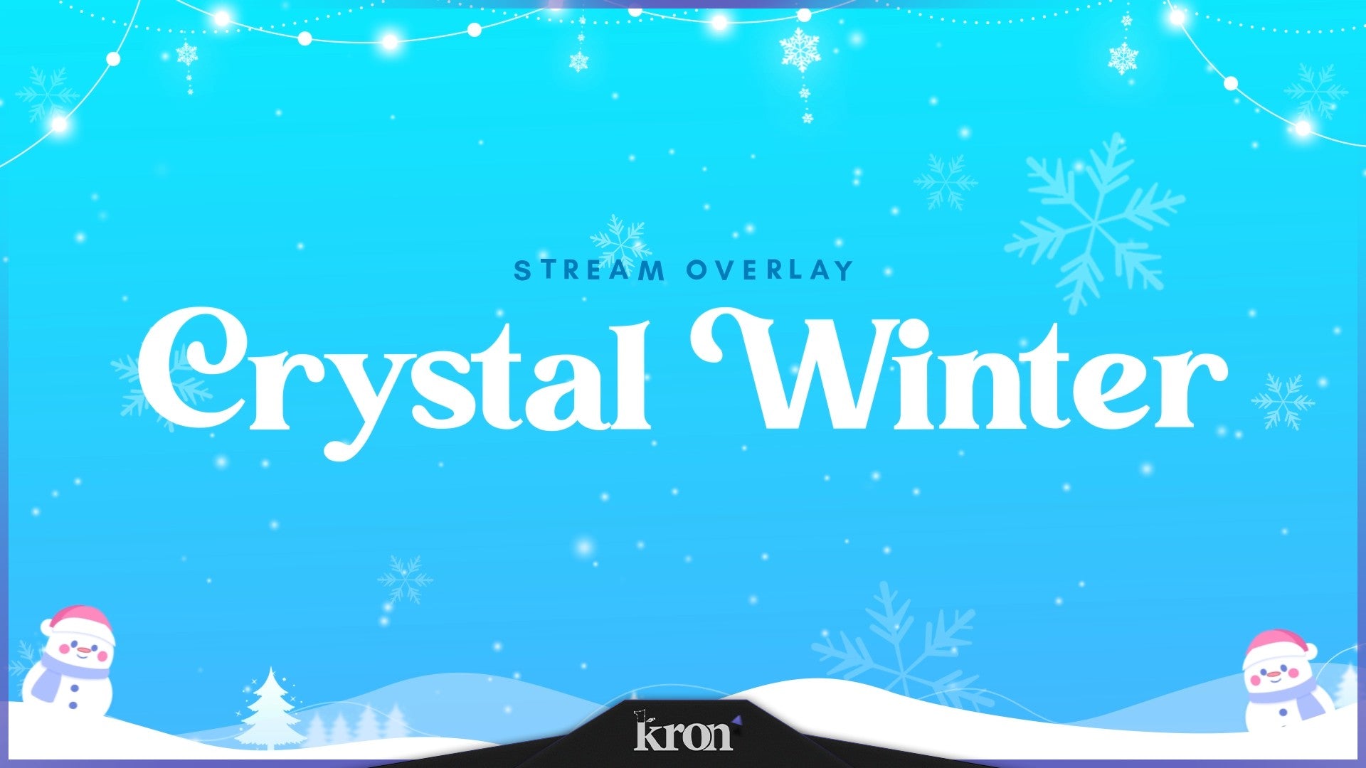 Crystal Winter Stream Overlay for Twitch - Animated Icy Blue Snowflake Cute Winter Package with Alerts and Widgets | byKron
