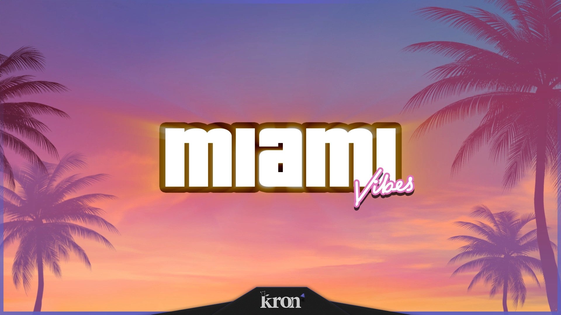 GTA Miami Vibes Stream Overlay for Twitch - Animated Tropical Palm Tree Sunset Retro Package with Alerts and Widgets | byKron