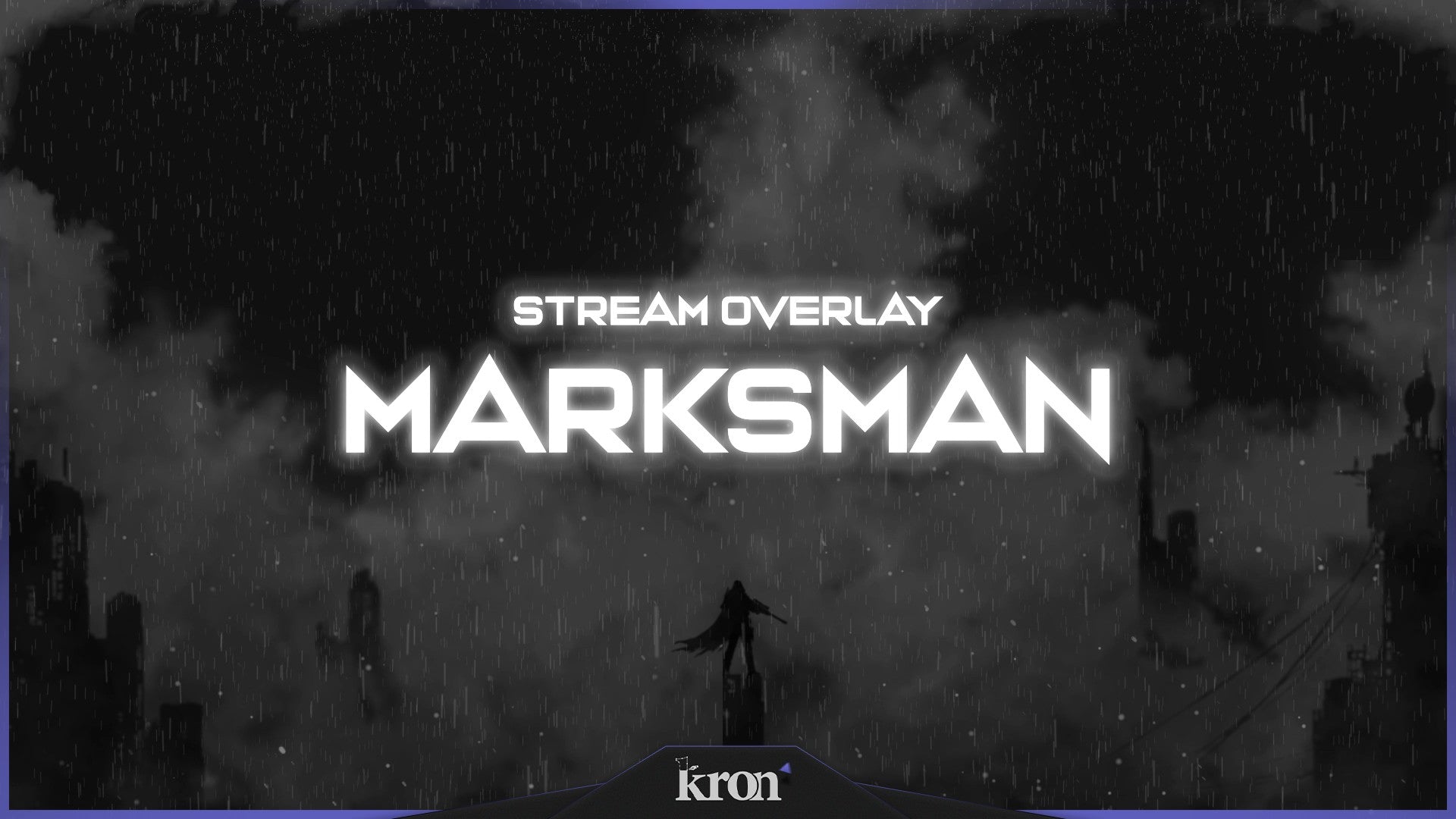 Marksman Stream Overlay for Twitch - Animated Rainy City Sniper Tactical Cinematic Package with Alerts and Widgets | byKron