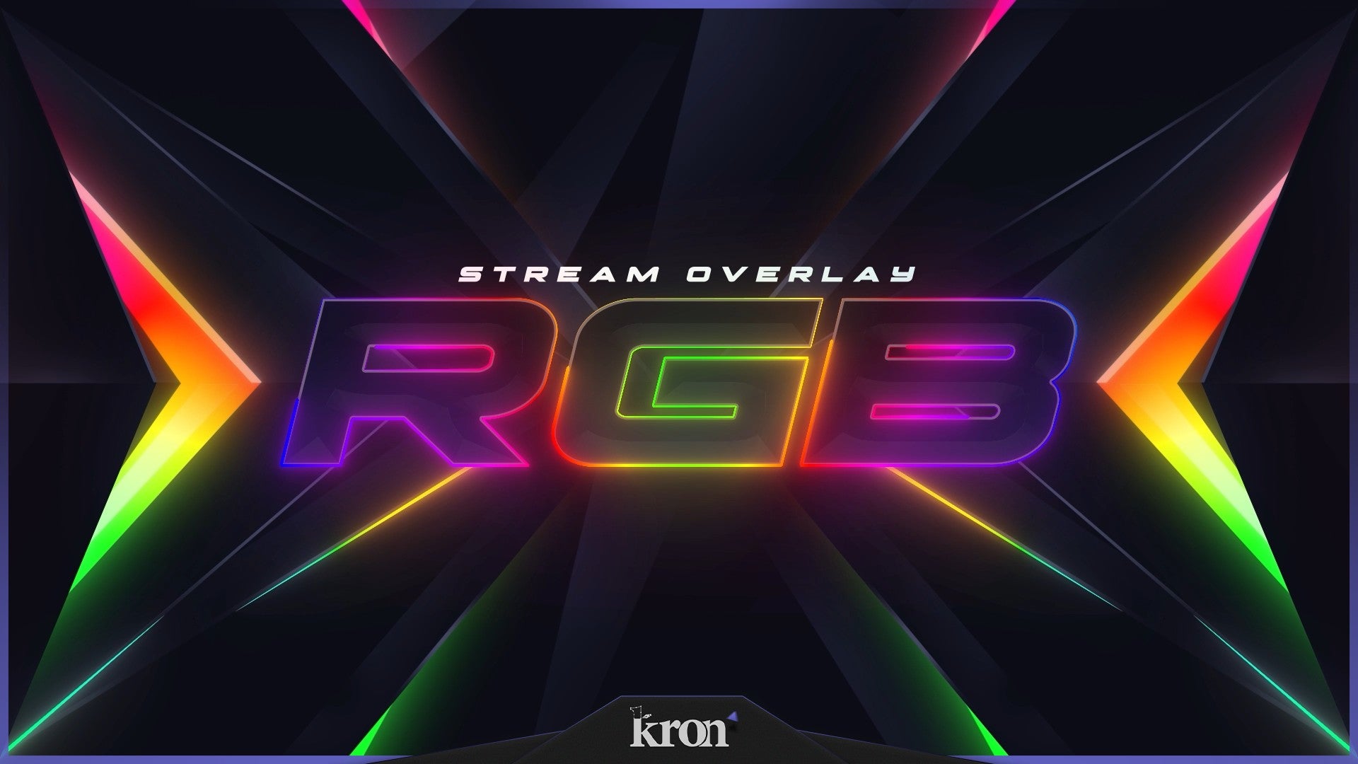 RGB Stream Overlay for Twitch - Animated Rainbow Neon Synthwave Esports Package with Alerts and Widgets | byKron
