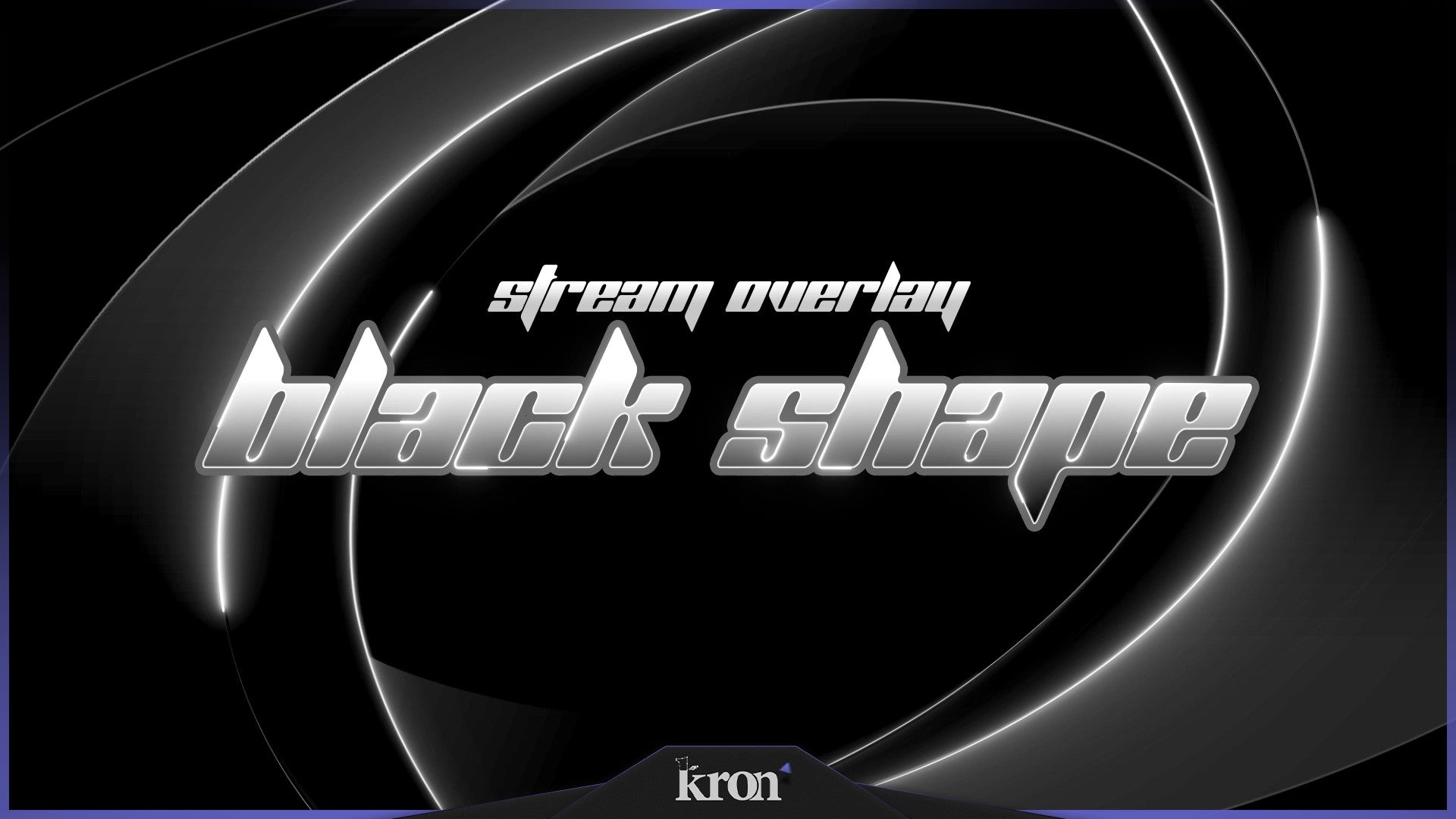 Black Shape Stream Overlay for Twitch - Animated Dark Smooth Curves Metallic Minimal Package with Alerts and Widgets | byKron