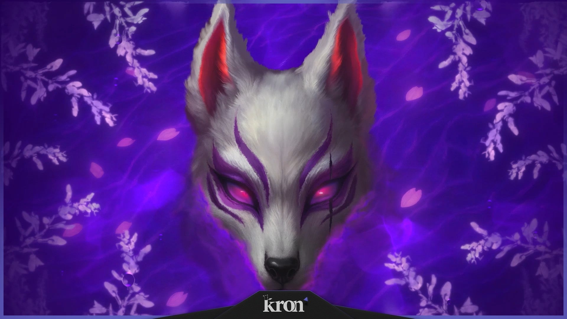 Kitsune Bloom Stream Overlay for Twitch - Animated Purple Fox Spirit Japanese Floral Anime Package with Alerts and Widgets | byKron