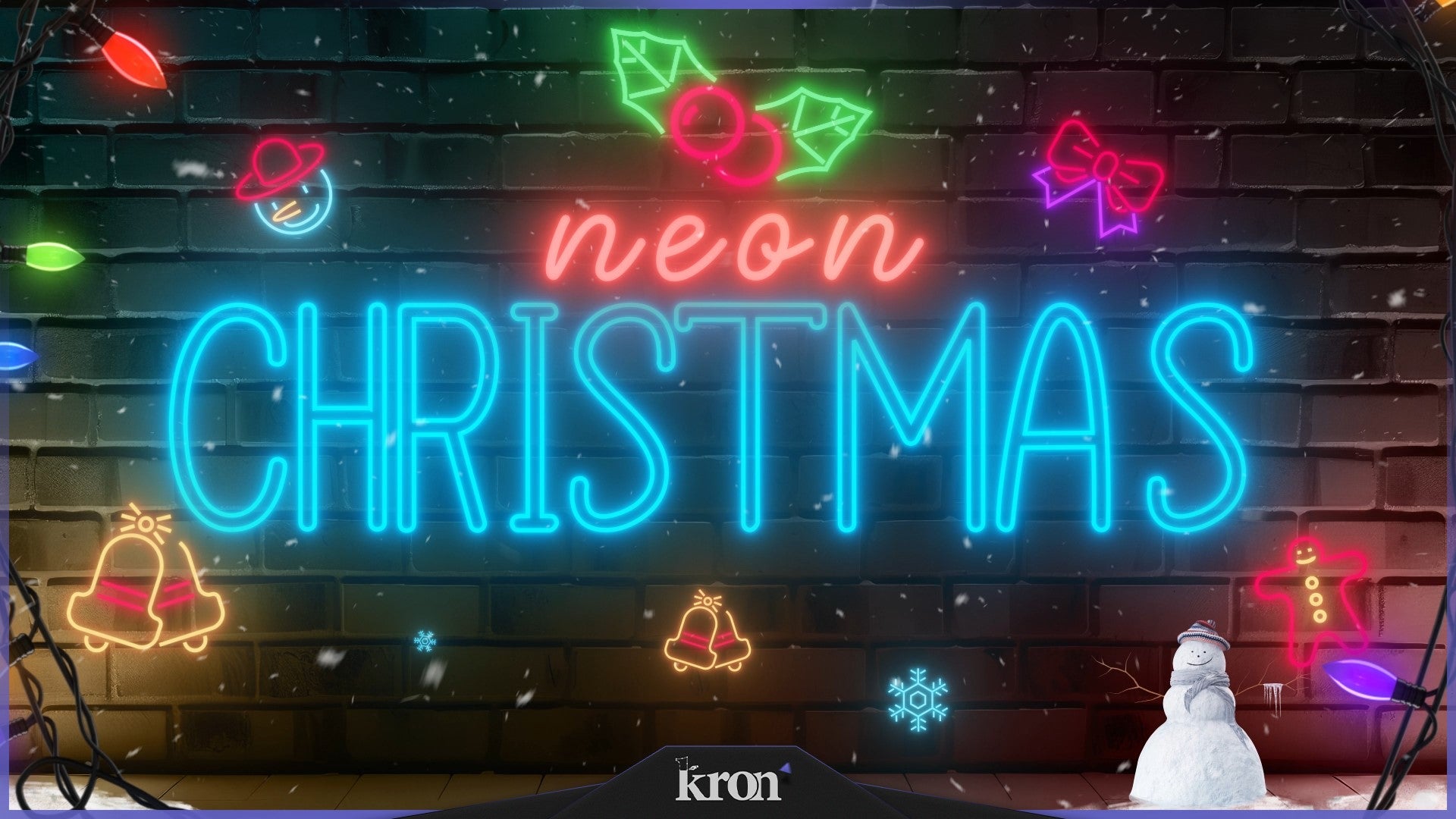 Neon Christmas Stream Overlay for Twitch - Animated Neon Lights Bold Colorful Holiday Package with Alerts and Widgets | byKron