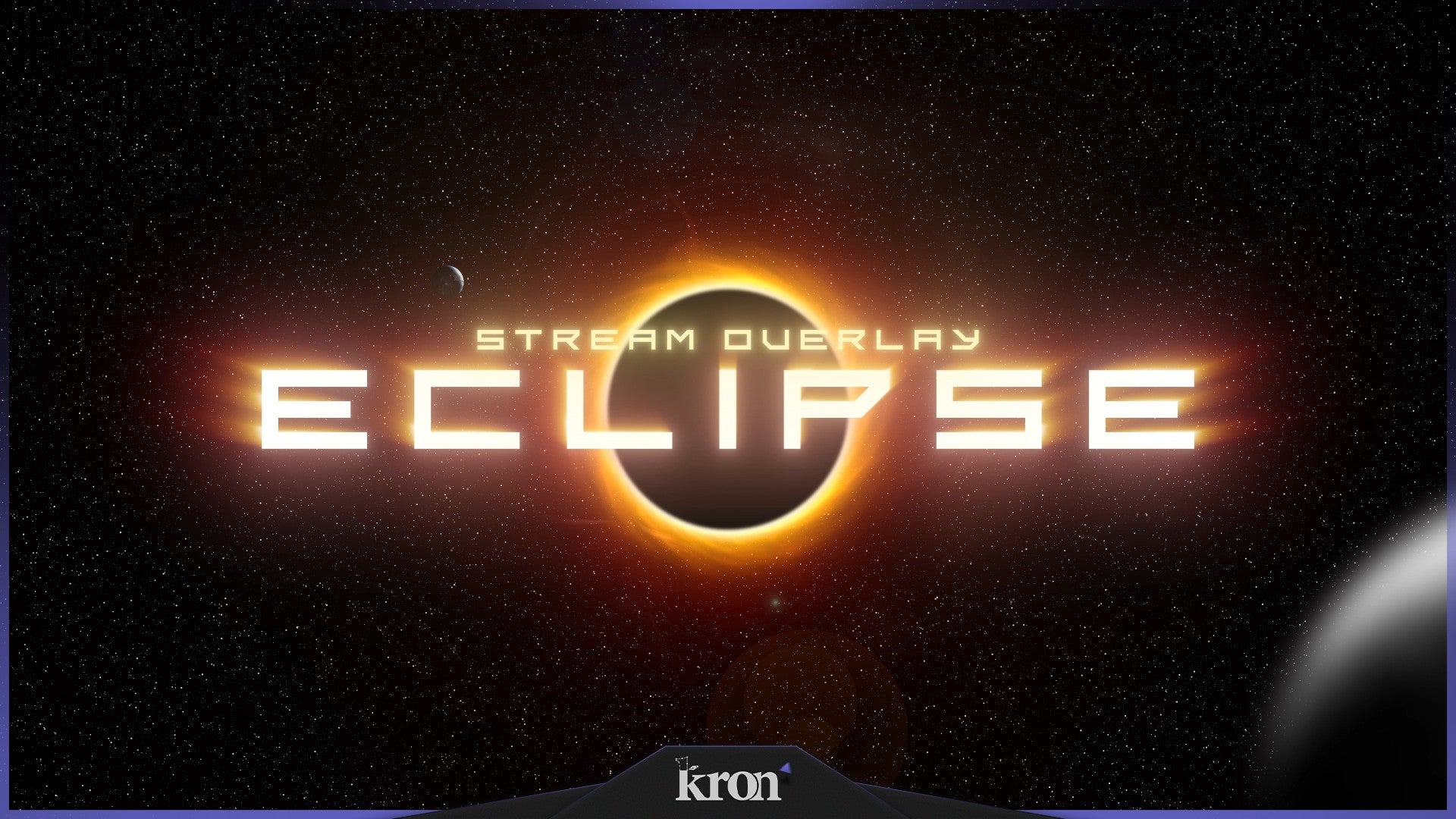 Eclipse Stream Overlay for Twitch - Animated Solar Eclipse Stars Planets Space Package with Alerts and Widgets | byKron