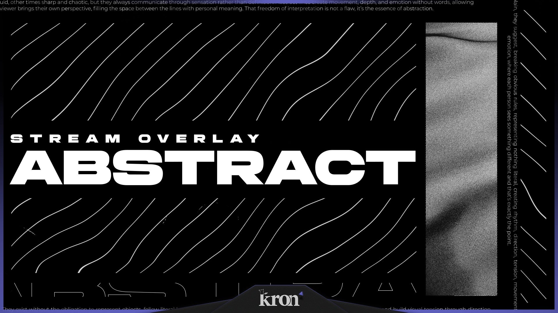 Abstract Stream Overlay for Twitch - Animated Black White Minimal Flowing Shapes Package with Alerts and Widgets | byKron