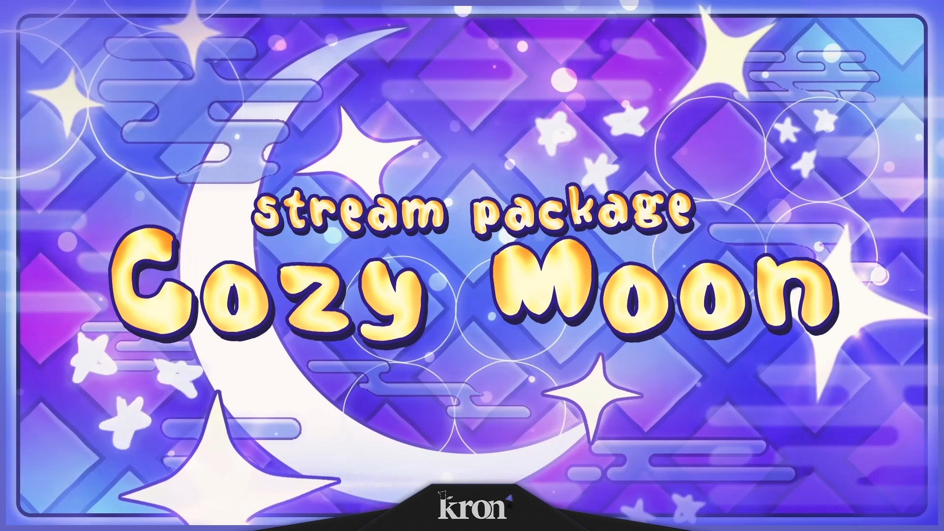 Cozy Moon Stream Overlay for Twitch - Animated Pastel Moon Stars Dreamy Chill Package with Alerts and Widgets | byKron