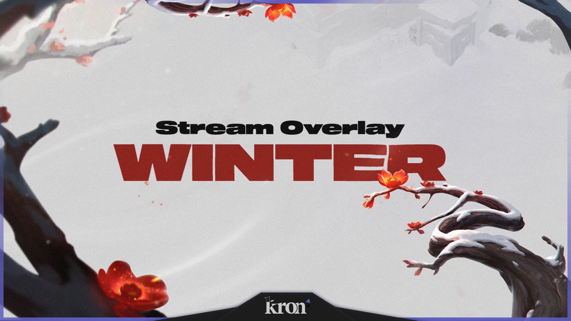 Winter Stream Overlay for Twitch - Animated Minimal Snow Blossom Cozy Package with Alerts and Widgets | byKron