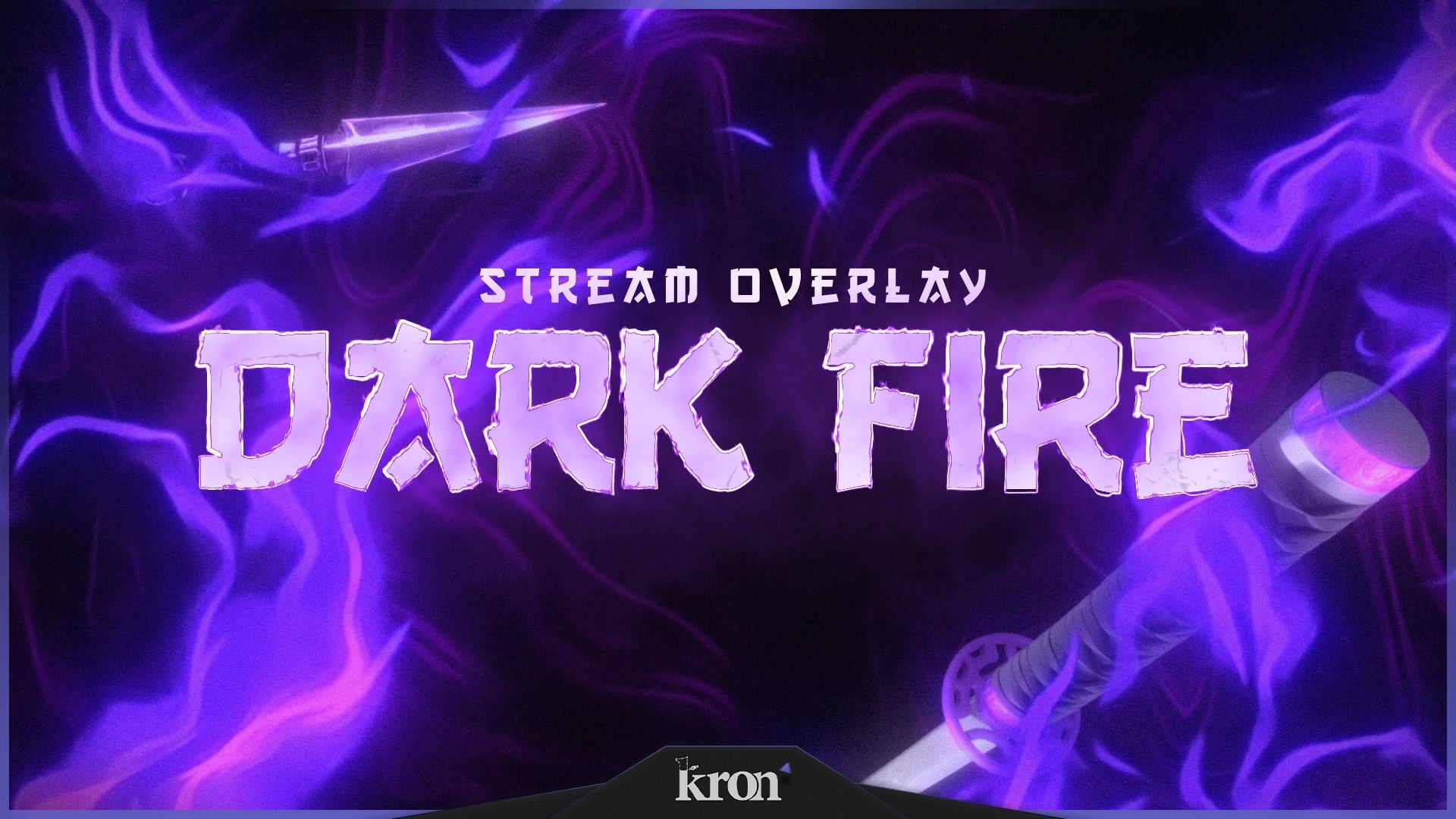 Dark Fire Stream Overlay for Twitch - Animated Purple Katana Shadow Warrior Anime Package with Alerts and Widgets | byKron