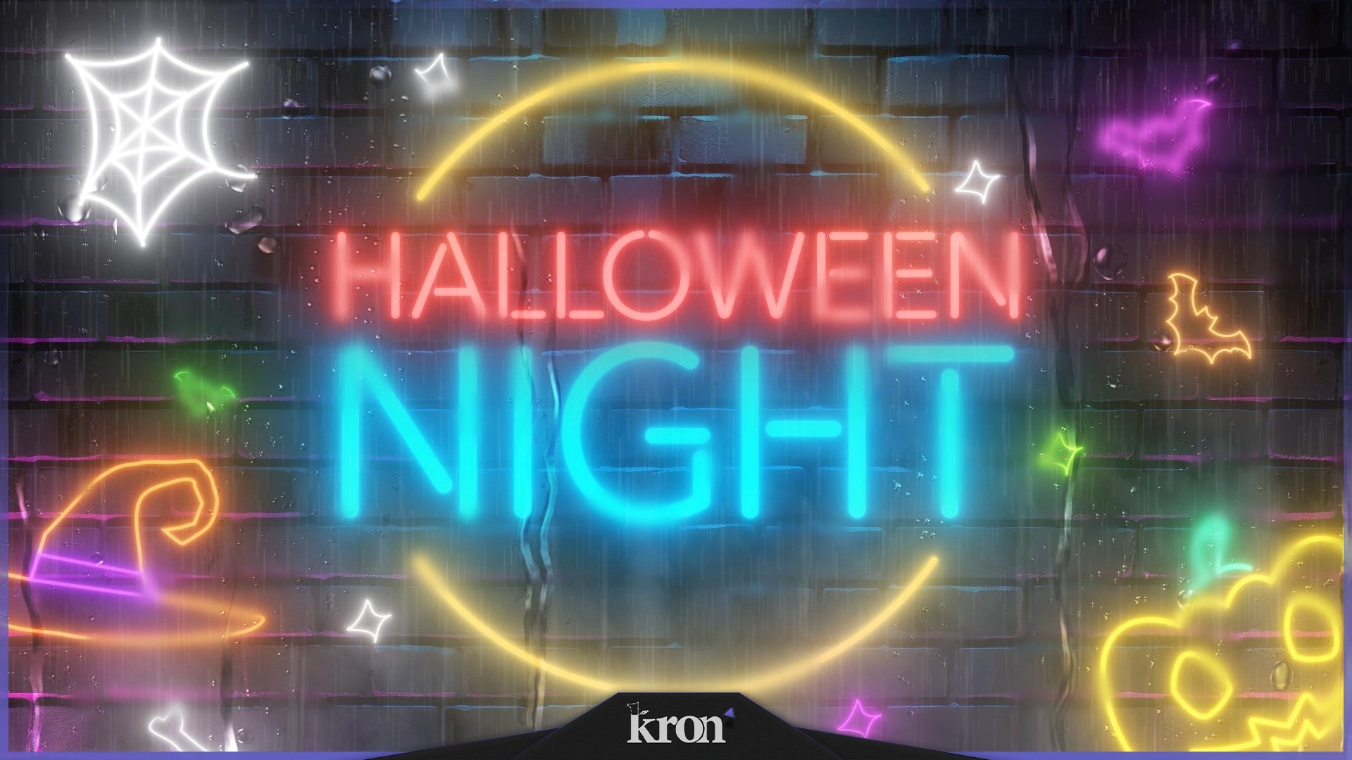 Halloween Night Stream Overlay for Twitch - Animated Neon Bat Spider Web Halloween Package with Alerts and Widgets | byKron