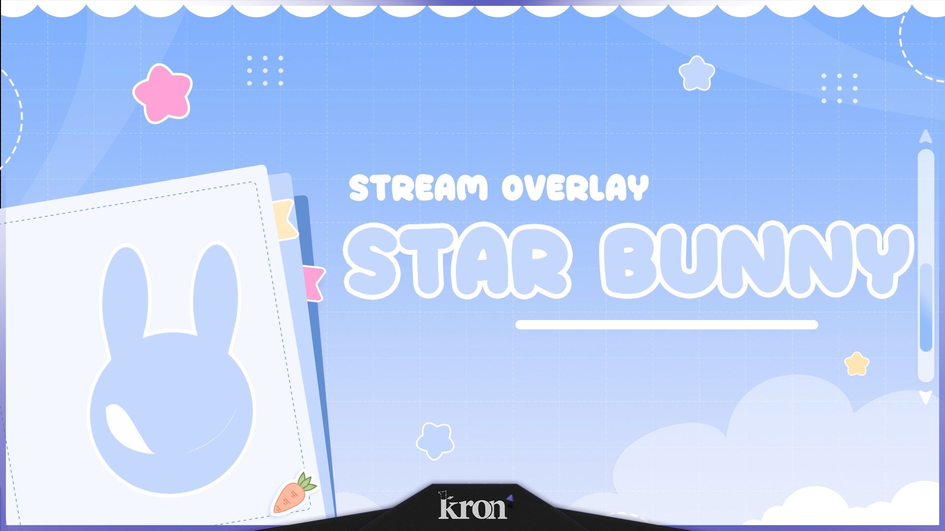 Star Bunny Stream Overlay for Twitch - Animated Pastel Cute Bunny Doodle Cozy Package with Alerts and Widgets | byKron