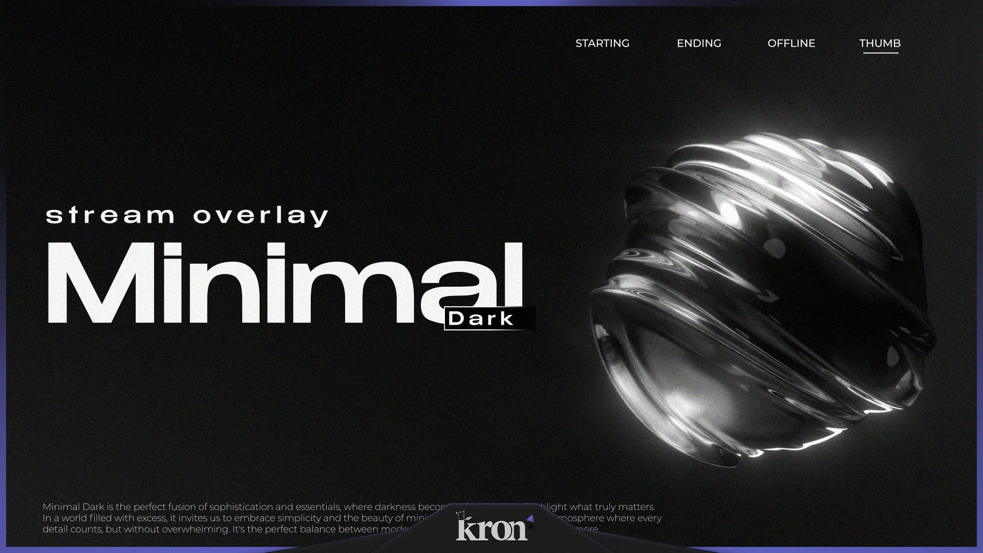 Minimal Dark Stream Overlay for Twitch - Animated Dark Clean Typography Minimalist Package with Alerts and Widgets | byKron
