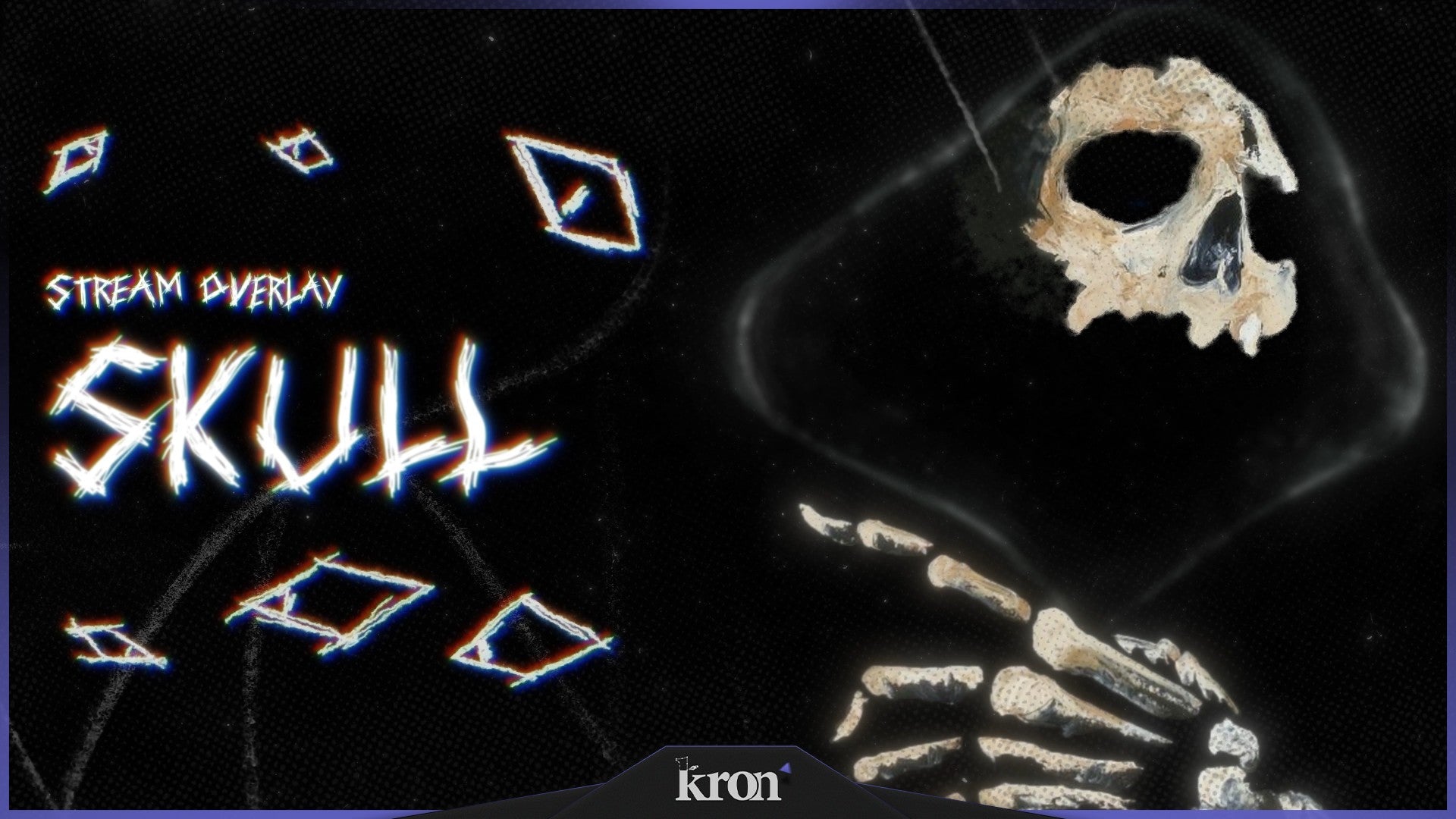 Skull Stream Overlay for Twitch - Animated Skull Glitch Dark Edgy Horror Package with Alerts and Widgets | byKron