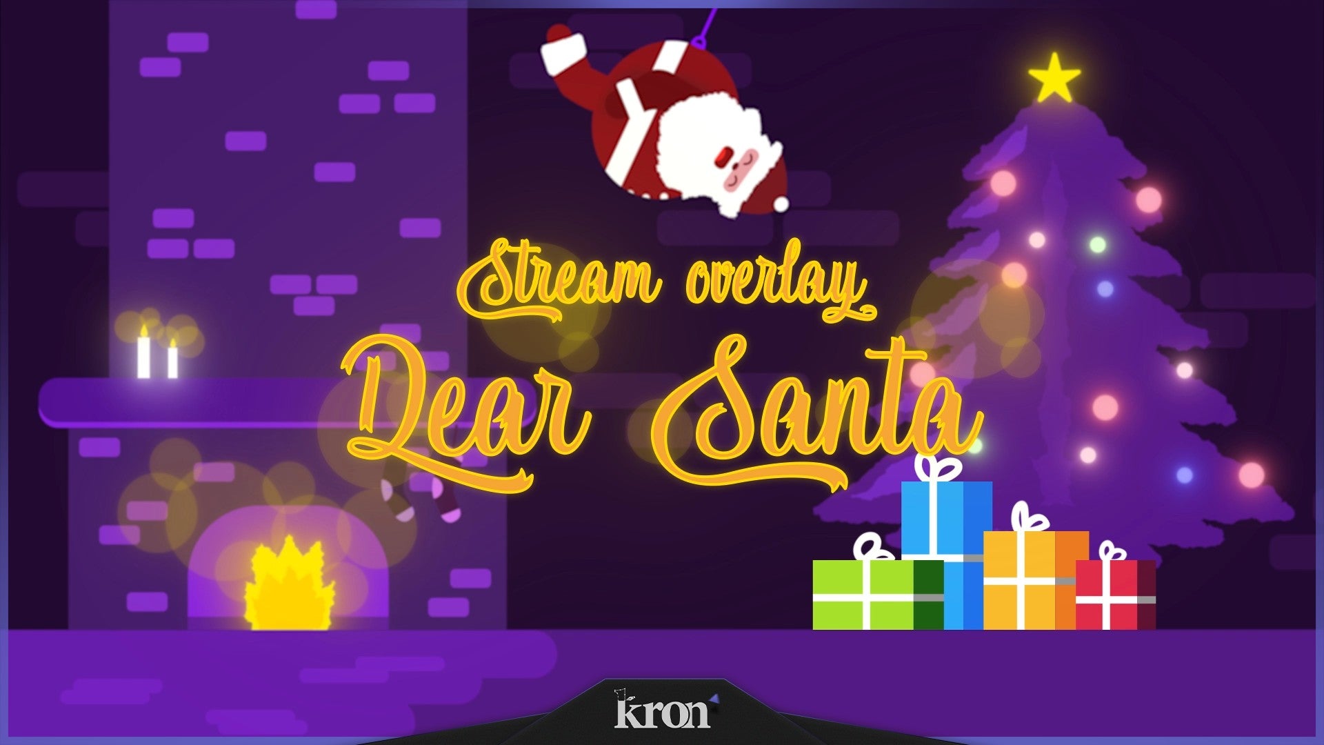 Dear Santa Stream Overlay for Twitch - Animated Santa Fireplace Christmas Tree Holiday Package with Alerts and Widgets | byKron