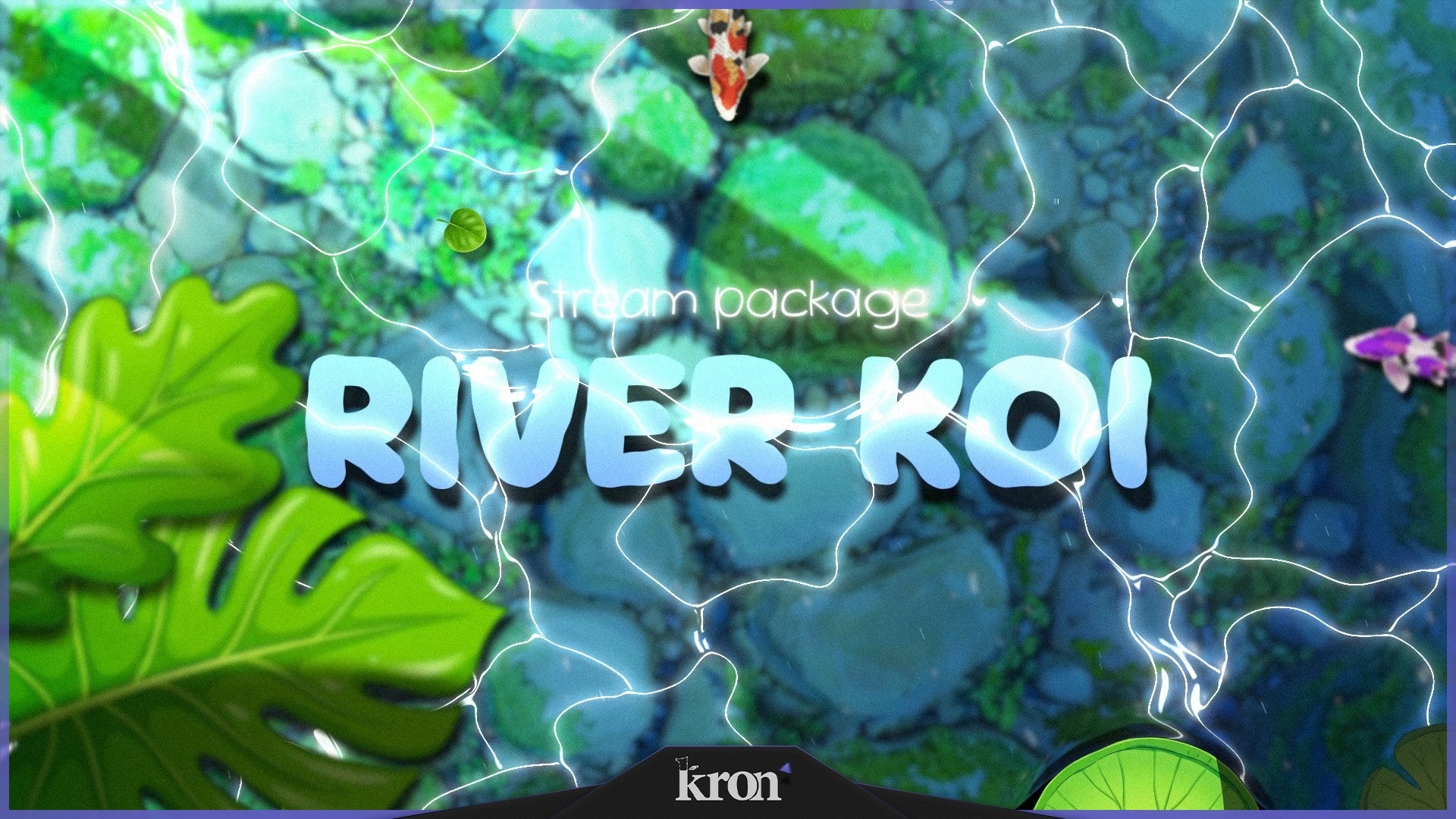 River Koi Stream Overlay for Twitch - Animated Koi Fish Nature Water Tranquil Package with Alerts and Widgets | byKron